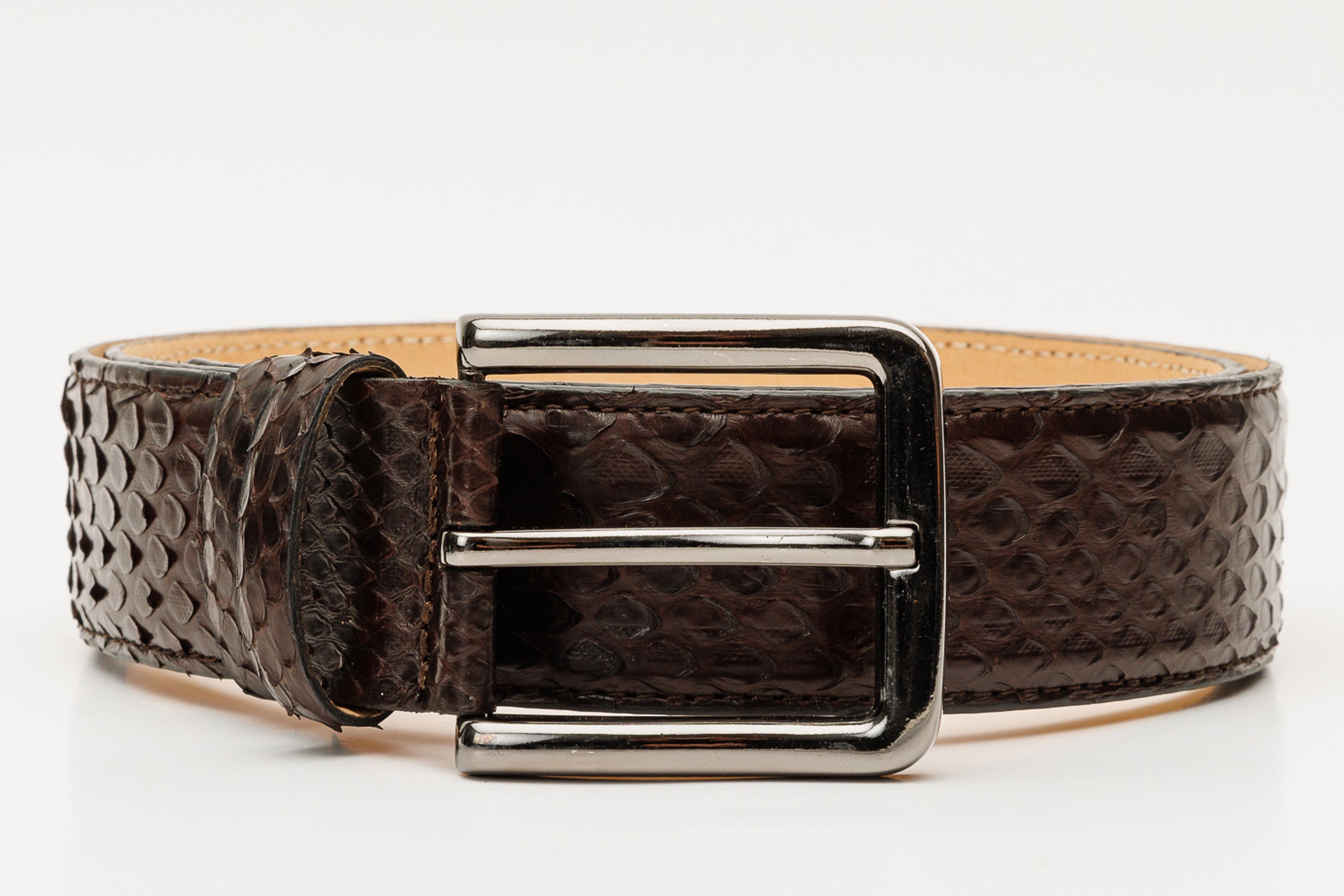 The Boss Brown python Sneak Leather Leather Belt