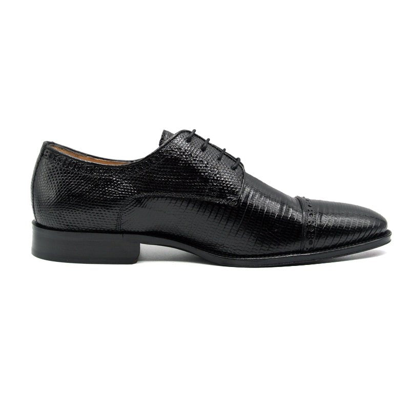 24 - 526 - Blk Giovanni Teju Lizard Lace Up, Black Shop by Zelli Italia – Don't Panic Shoes