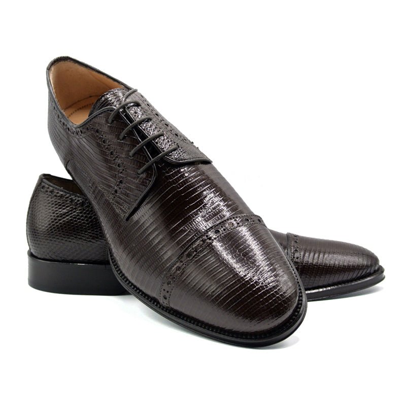 24 - 526 - Brn Giovanni Teju Lizard Lace Up, Dark Brown Sale by Zelli Italia – Don't Panic Shoes