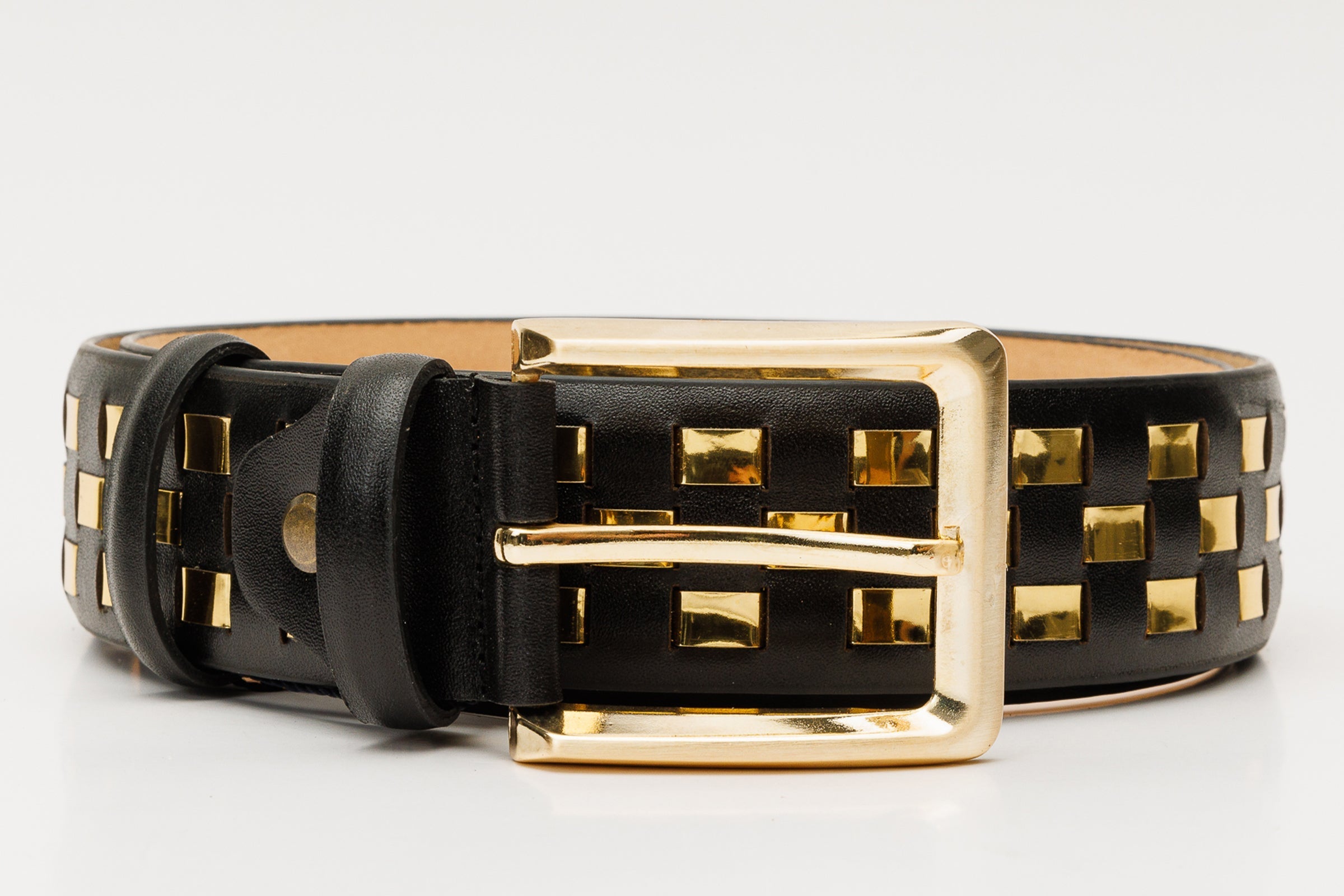 The Messina Black & Gold Woven Leather Belt