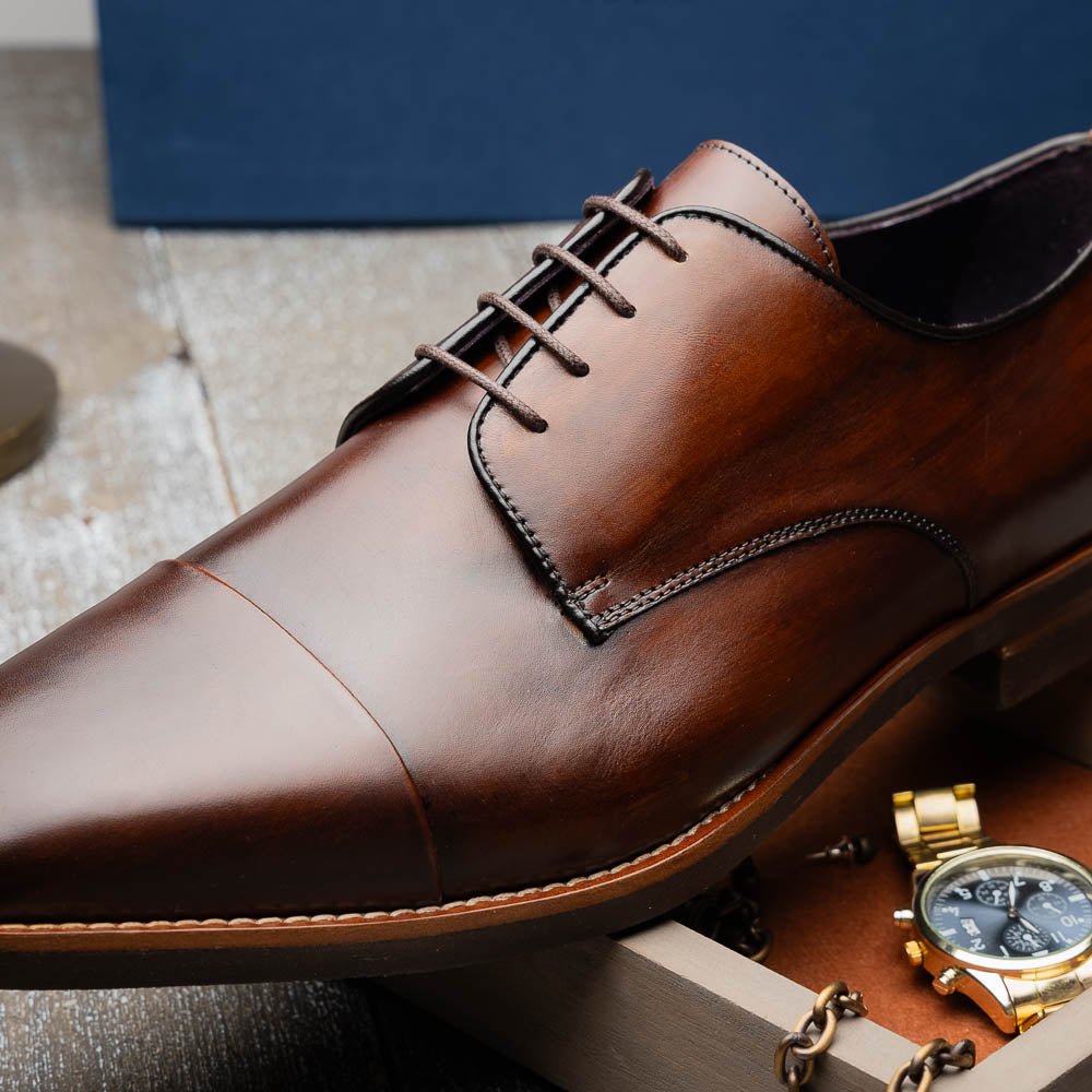 25 - 550 - Cst Enzo Italian Calfskin Cap Toe Chestnut Shop by Zelli Italia – Don't Panic Shoes