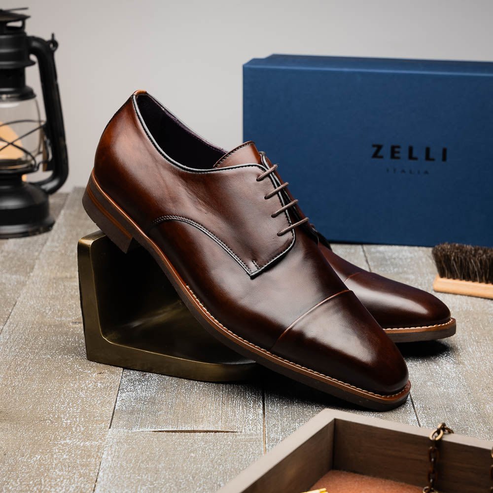 25 - 550 - Cst Enzo Italian Calfskin Cap Toe Chestnut Shop by Zelli Italia – Don't Panic Shoes