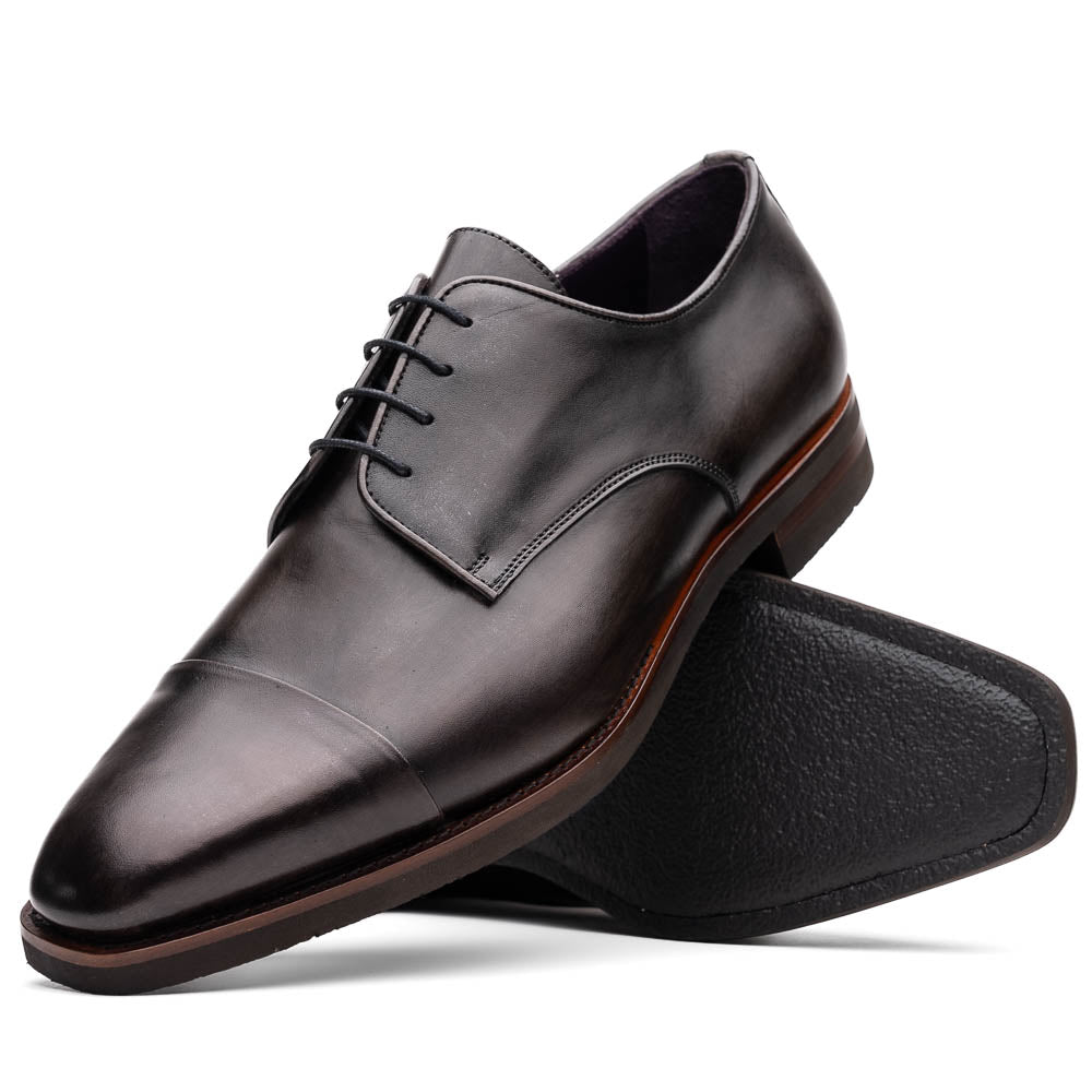 25 - 550 - Gry Enzo Italian Calfskin Cap Toe Burnished Black Shop by Zelli Italia – Don't Panic Shoes