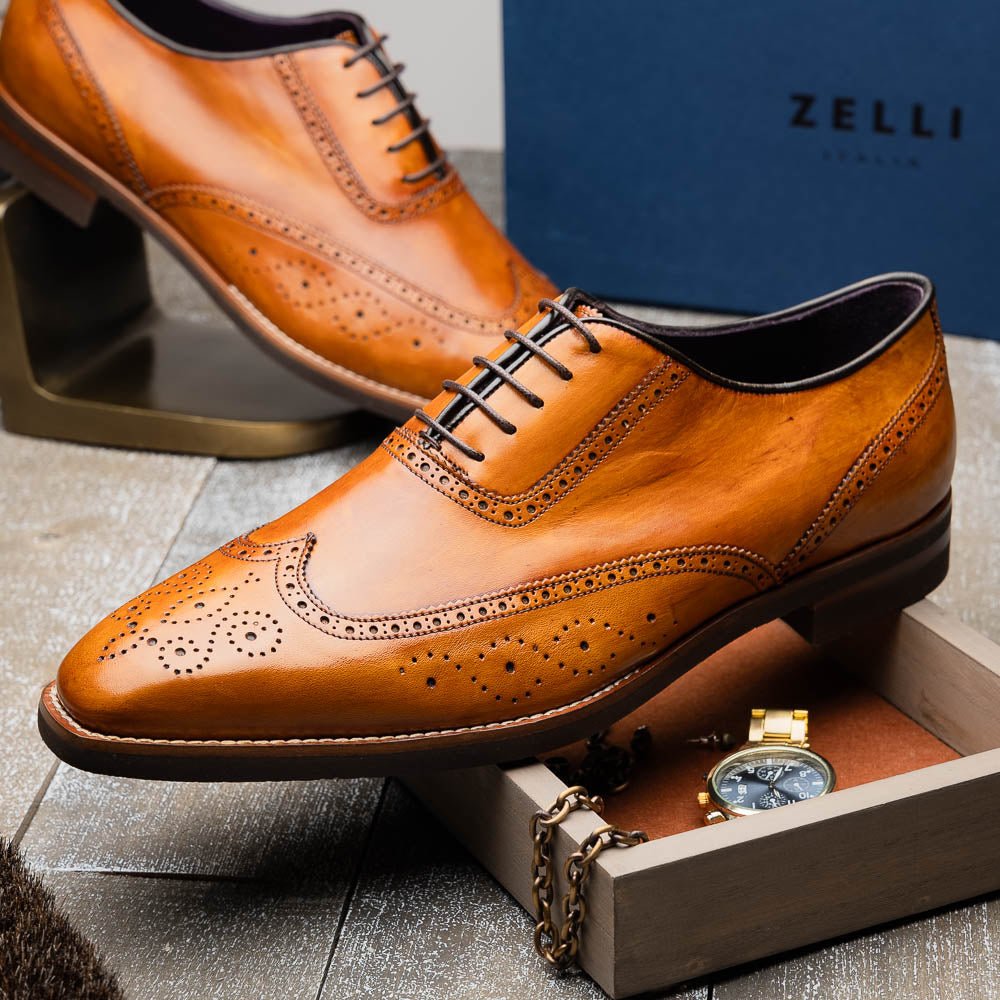 25 - 562 - Cml Stephano Wingtip Oxford Camel Shop by Zelli Italia – Don't Panic Shoes
