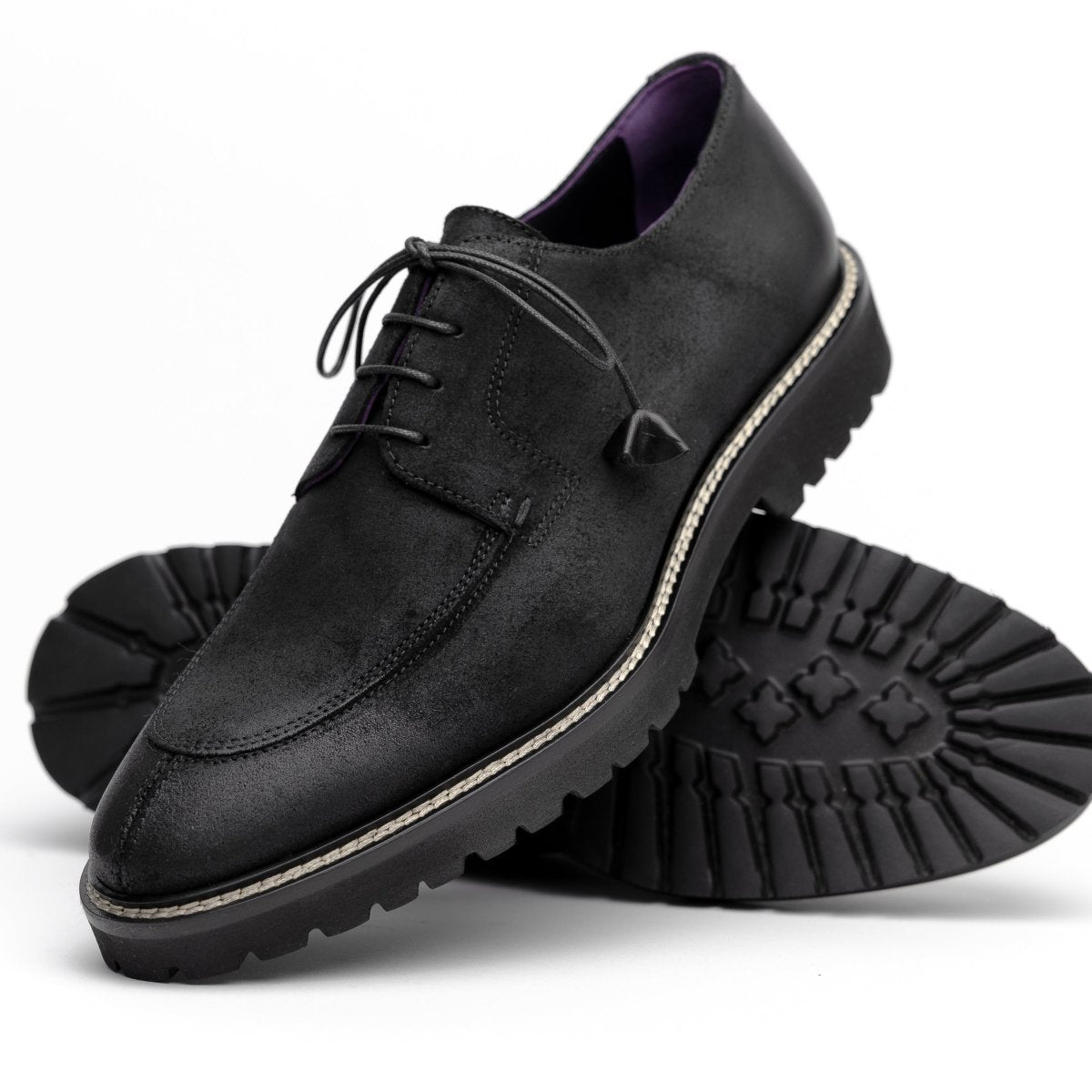 26 - 224 - Blk Campo Sueded Goatskin Lace Up With Wax Finish, Black Shop by Zelli Italia – Don't Panic Shoes