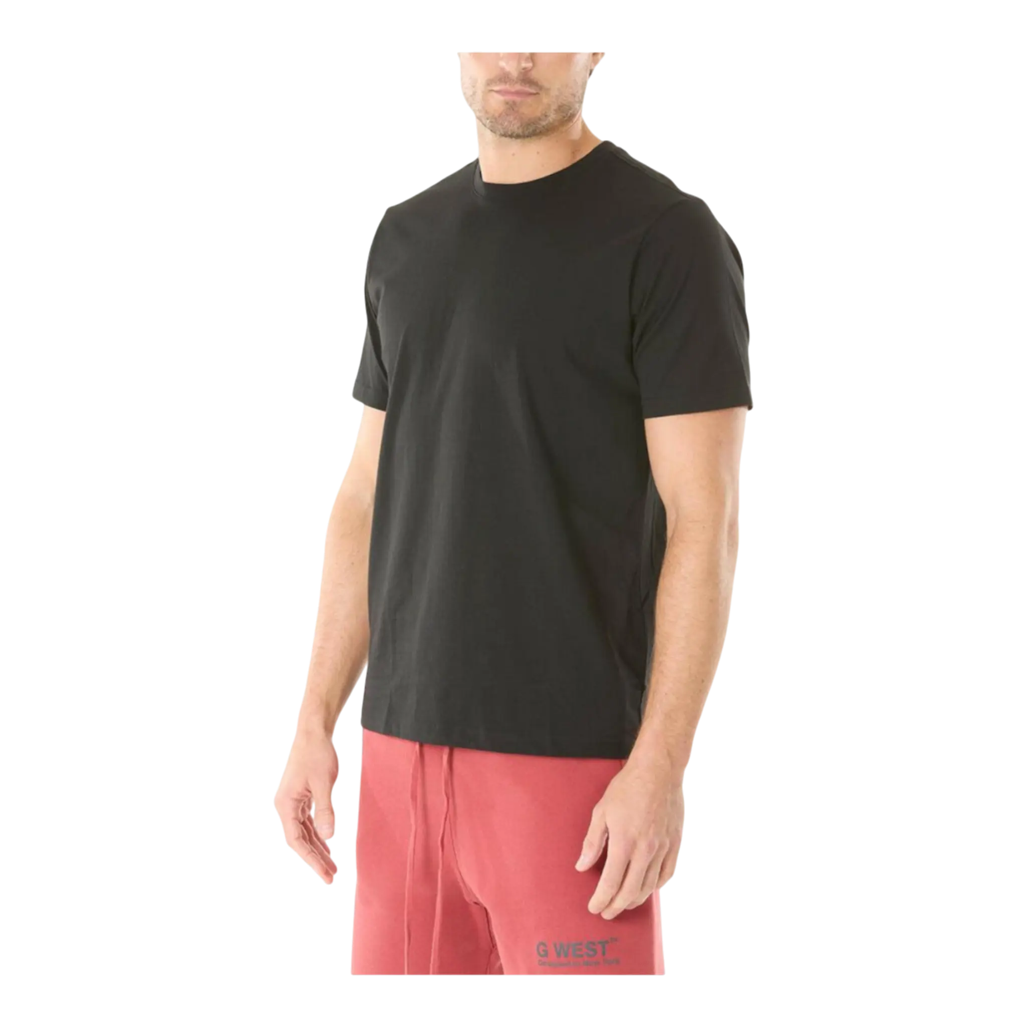 G West Solid Crew Neck Tee Shirt Men's 100% Cotton