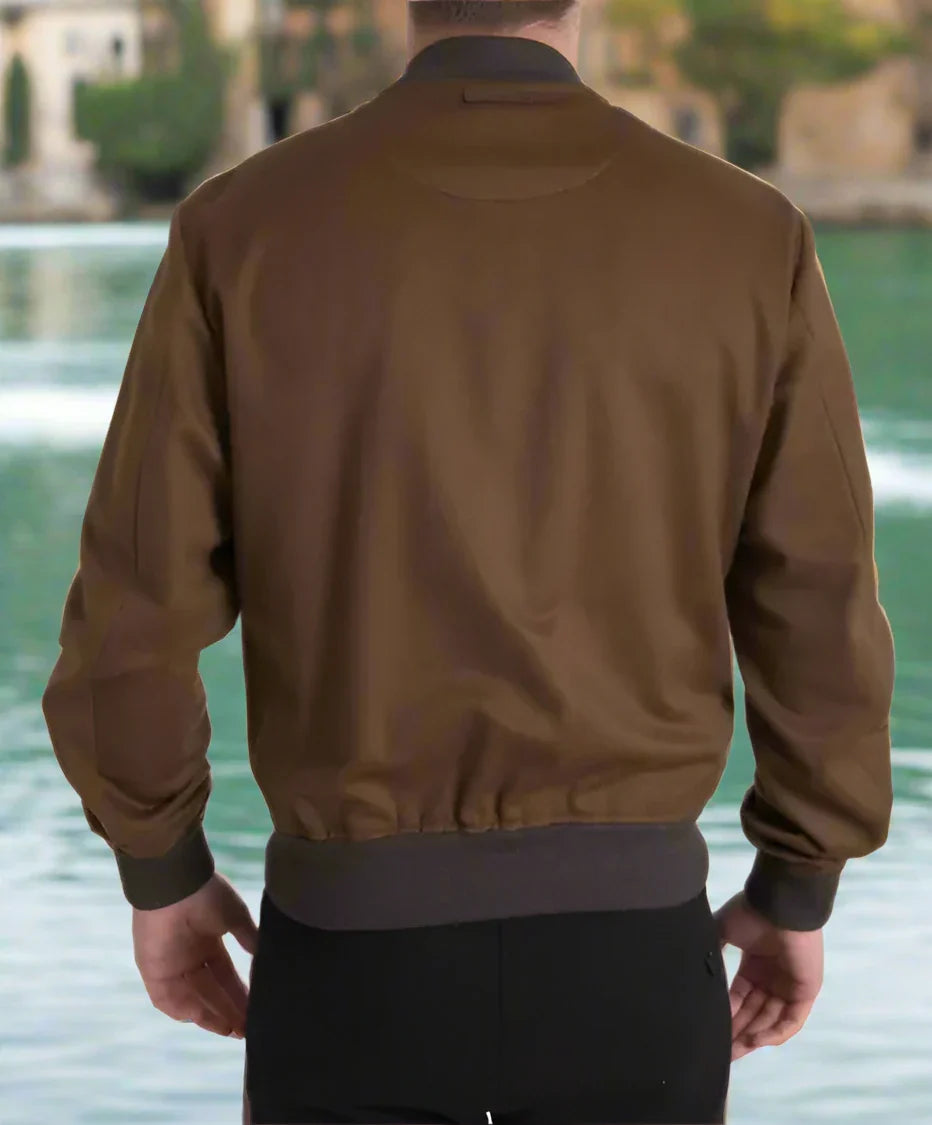 Dolce And Gabbana Full Zip Bomber Men's Cashmere Brown