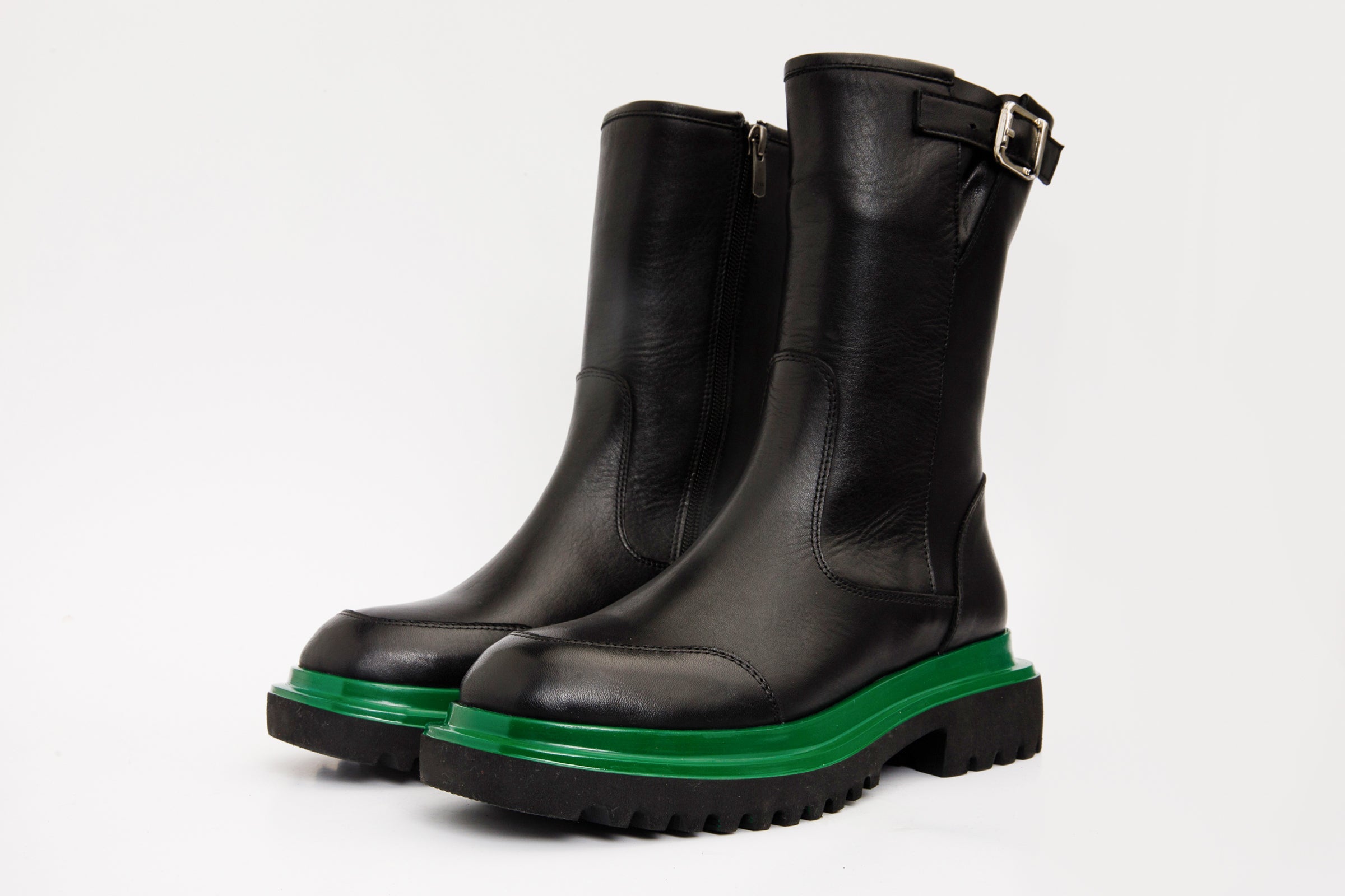 The Yako Black Leather Mid Calf Women Boot Final Sale!