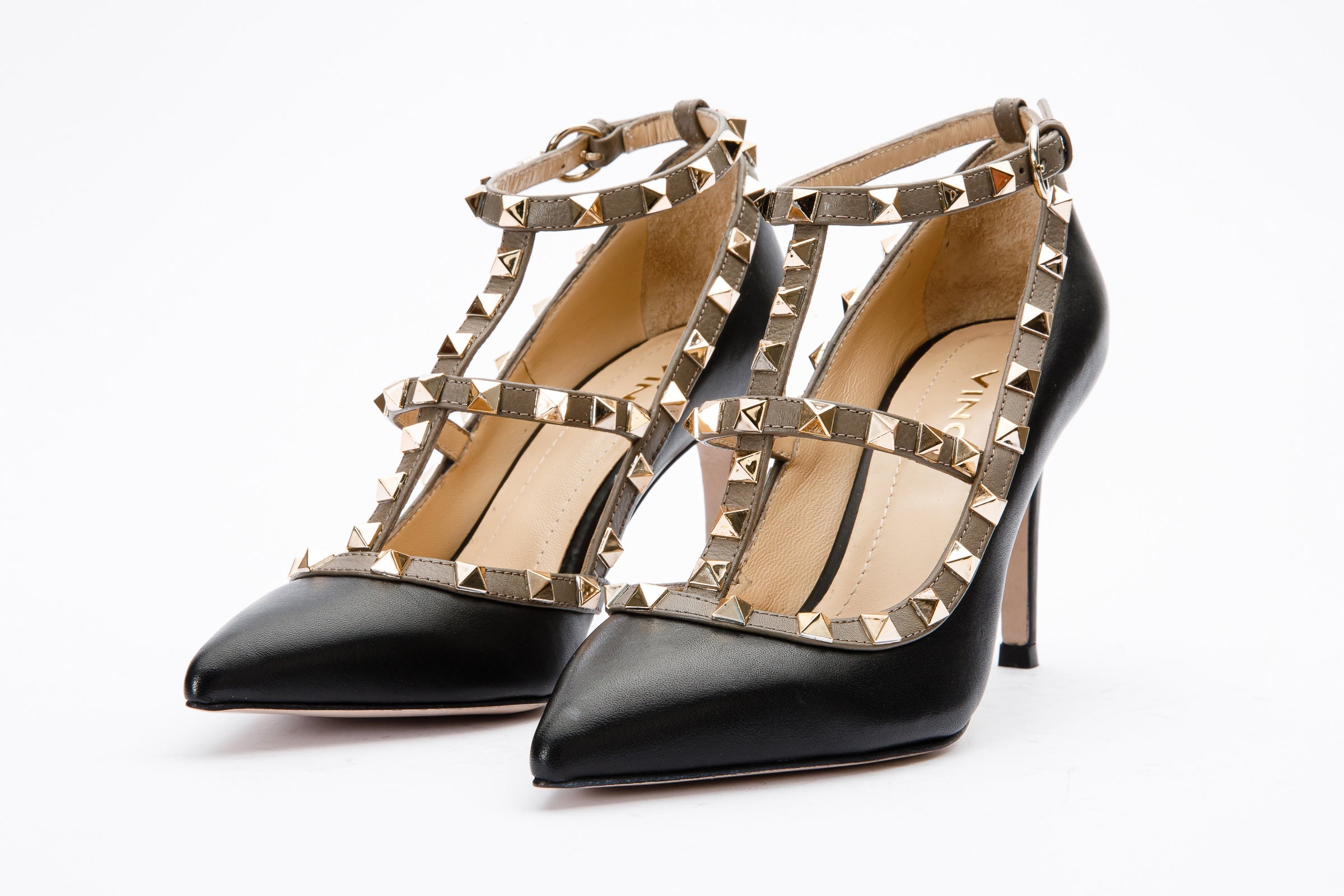 The Lulka Black Spike Leather Pump Women Shoe