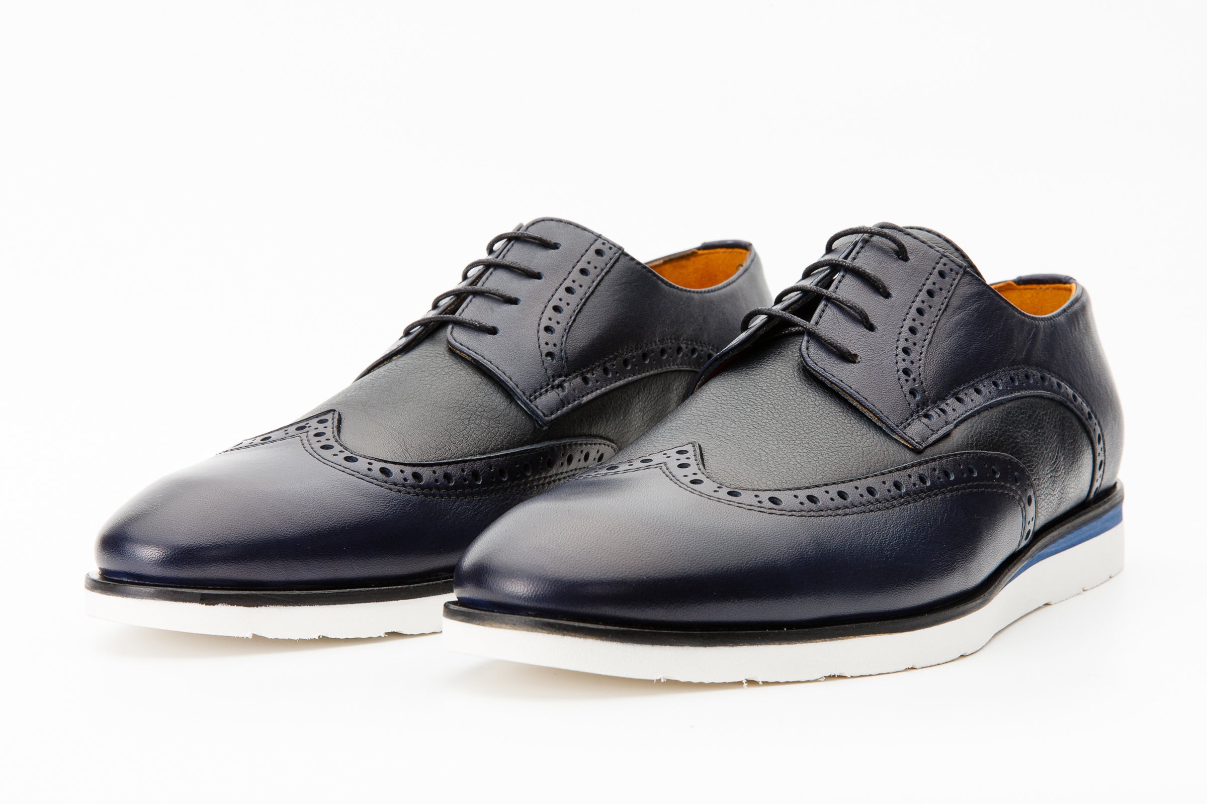 The Molise Navy Blue Wingtip Semi Brogue Derby Men Shoe Final Sale!