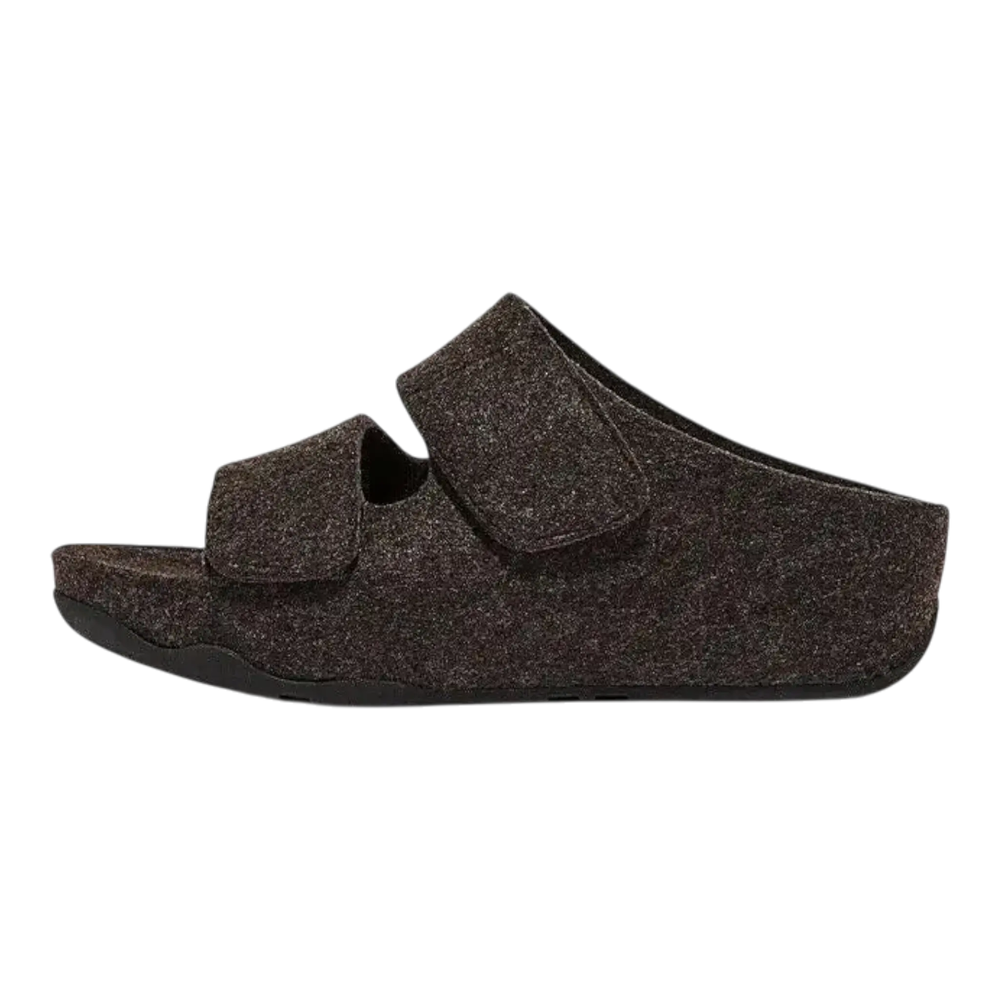 FitFlop Shuv Slide Sandals Women's Black Adjustable Two-Bar Felt