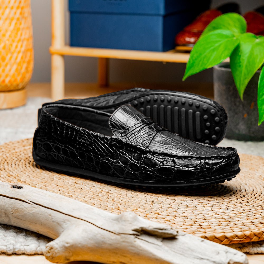 31 - 103 - Bkm Monza Crocodile Driver, Black Shop by Zelli Italia – Don't Panic Shoes