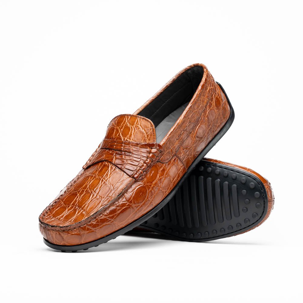 31 - 103 - Cgm Monza Crocodile Driver, Cognac Shop by Zelli Italia – Don't Panic Shoes