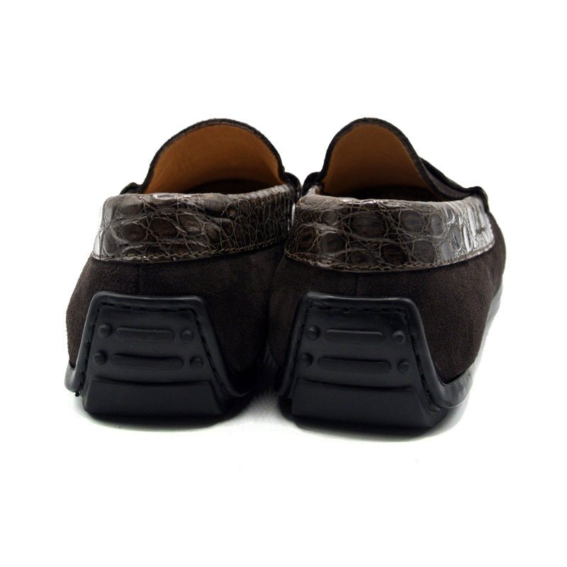 31 - 160 - Nic Monza Sueded Calfskin With Crocodile Driver, Nicotine Sale by Zelli Italia – Don't Panic Shoes