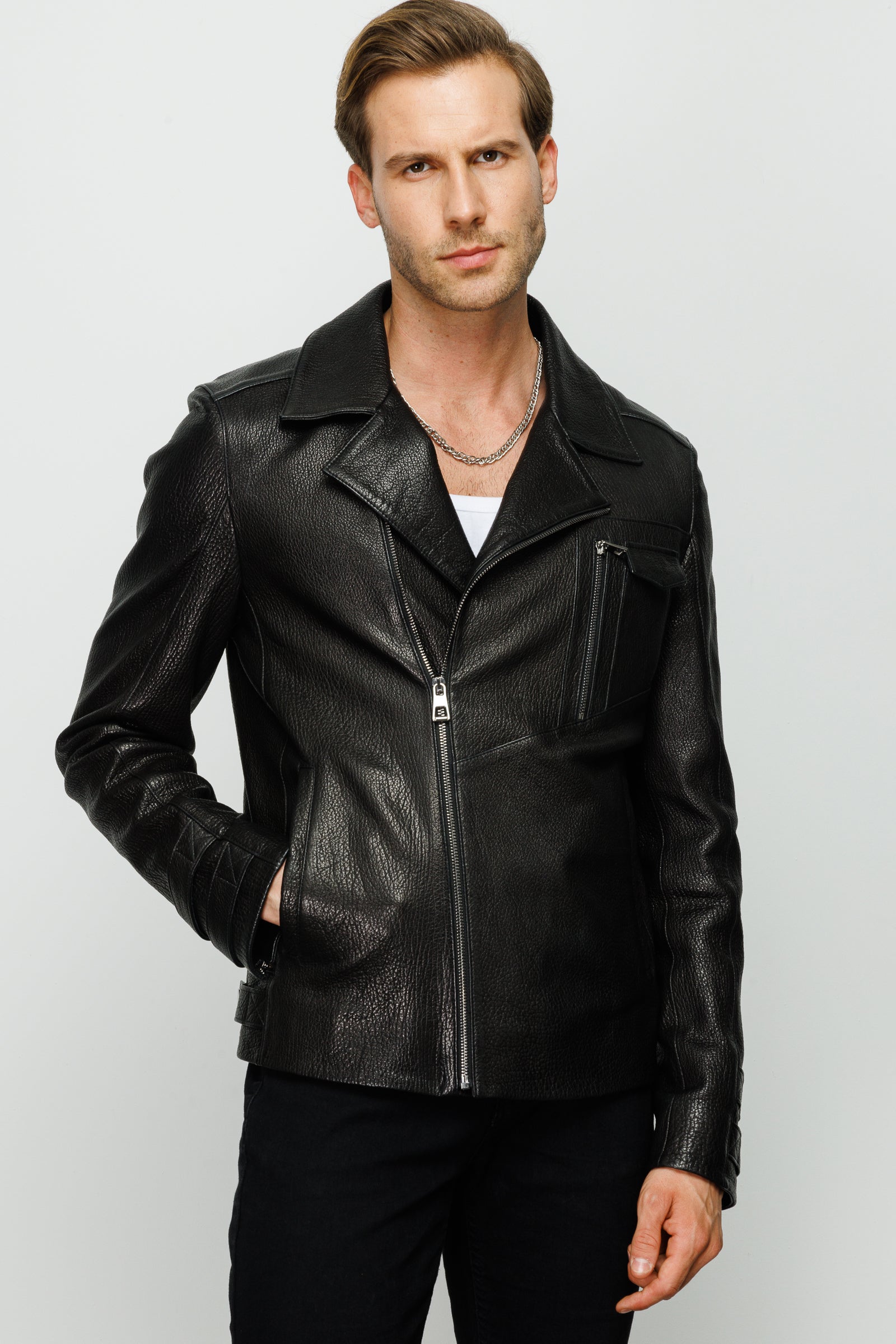 The Monola Black Leather Men Jacket