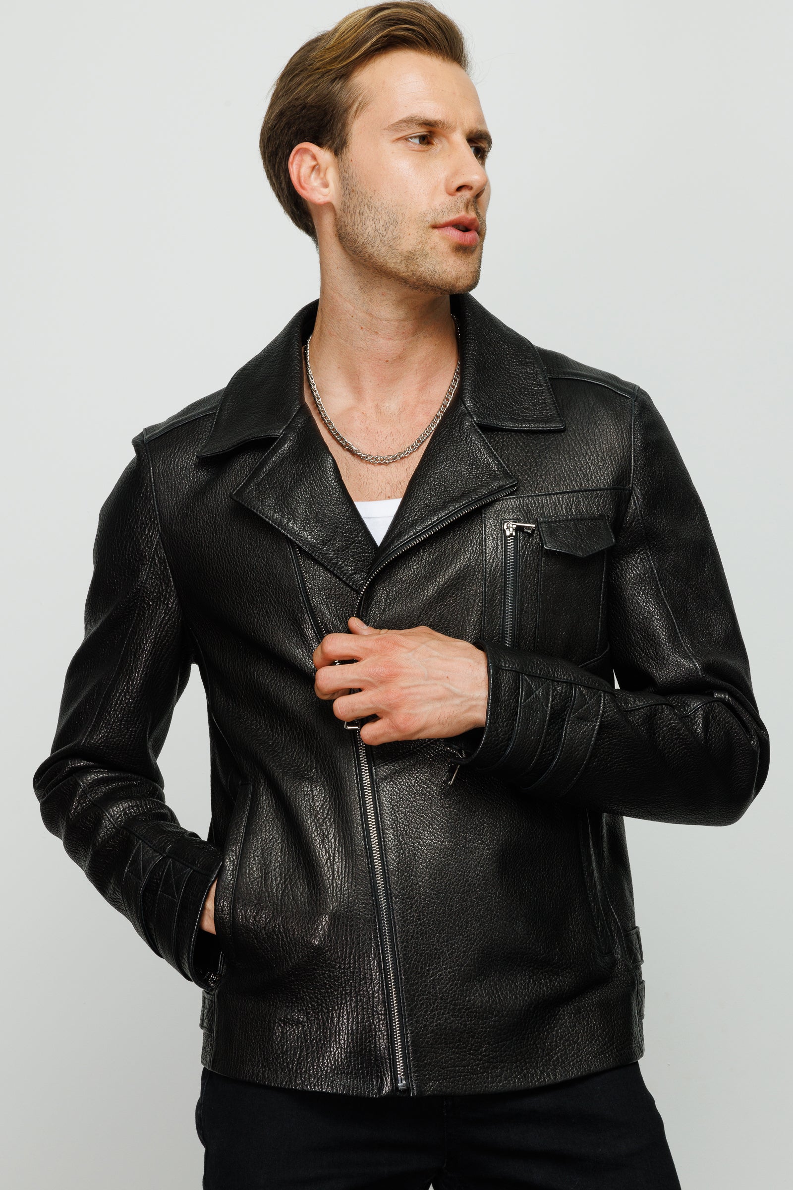 The Monola Black Leather Men Jacket