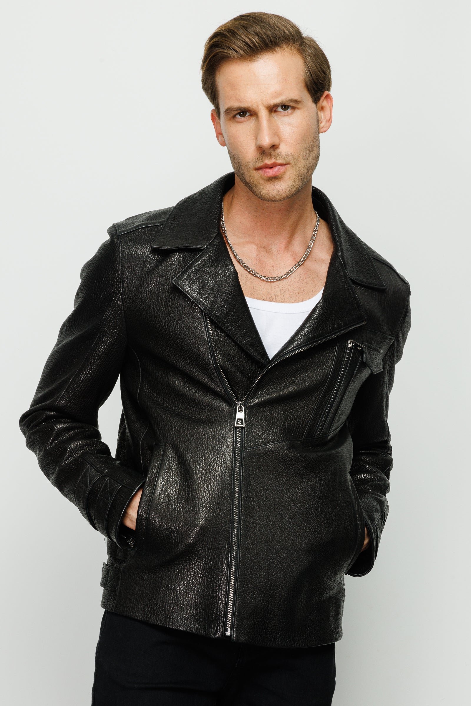 The Monola Black Leather Men Jacket