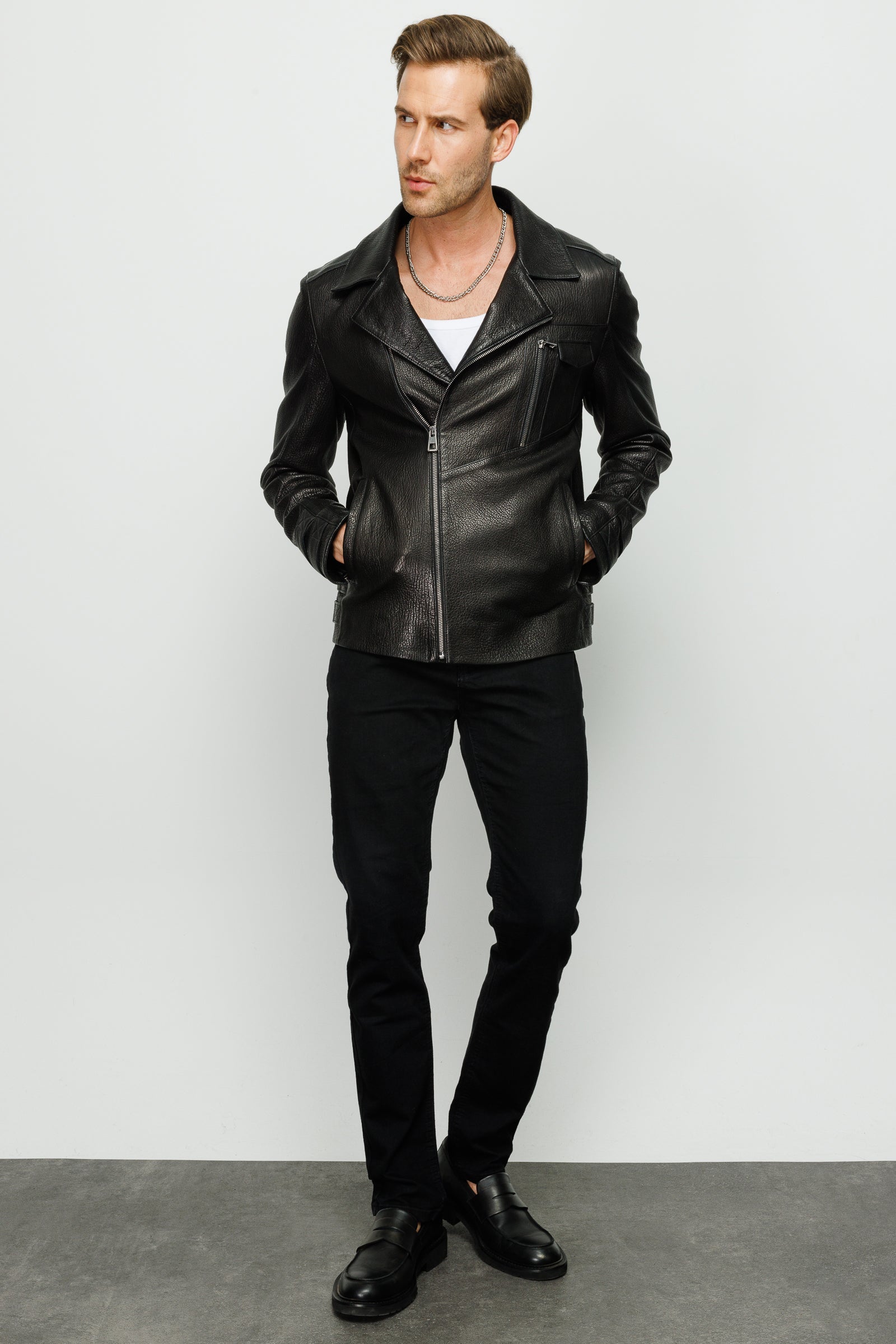 The Monola Black Leather Men Jacket