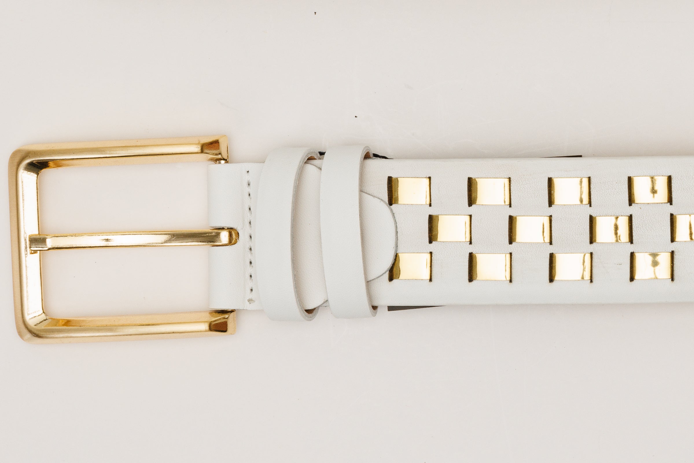 The Mackenzie White & Gold Woven Leather Belt