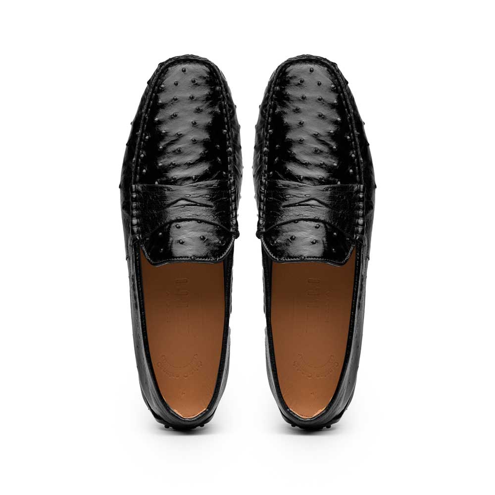 33 - 100 - Blk Monza Ostrich Quill Driver, Black Sale by Zelli Italia – Don't Panic Shoes