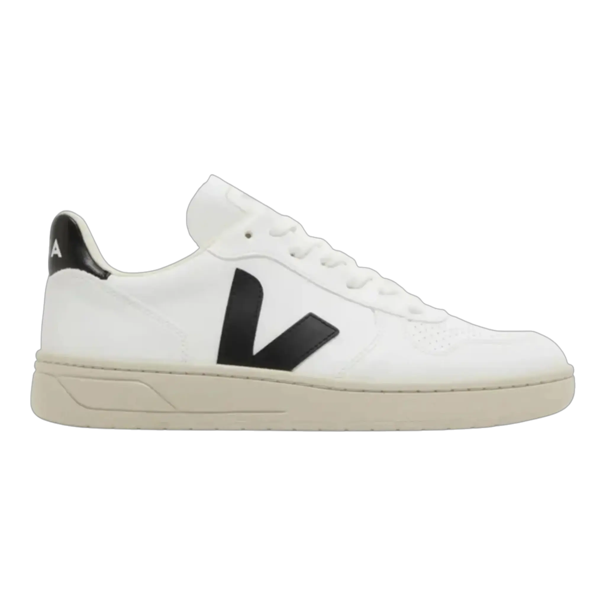 Veja V-10 VX0702901B Sneaker Men's White Black Leather Comfort Casual Shoes