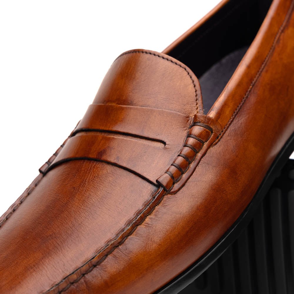 35 - 115 - Cgn Monza Hand Burnished Italian Calfskin Driving Loafers Cognac Shop by Zelli Italia – Don't Panic Shoes