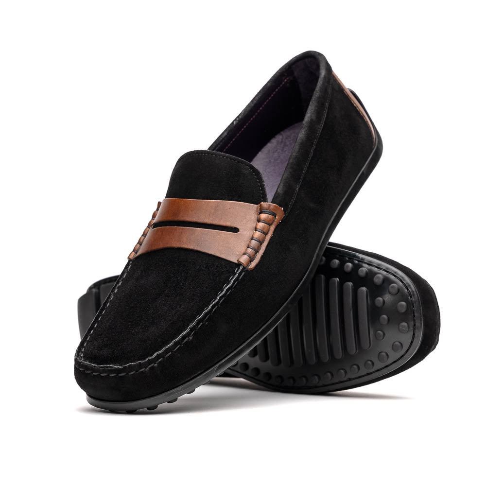 36 - 300 - Blk Monza Sueded Italian Calfskin Driver Black / Chestnut Shop by Zelli Italia – Don't Panic Shoes