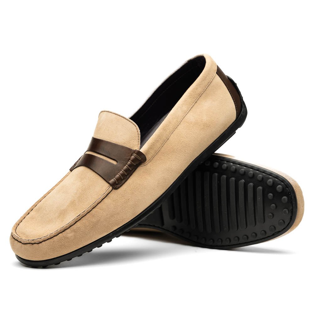 36 - 300 - Bon Monza Sueded Italian Calfskin Driver Bone / Chestnut by Zelli Italia – Don't Panic Shoes