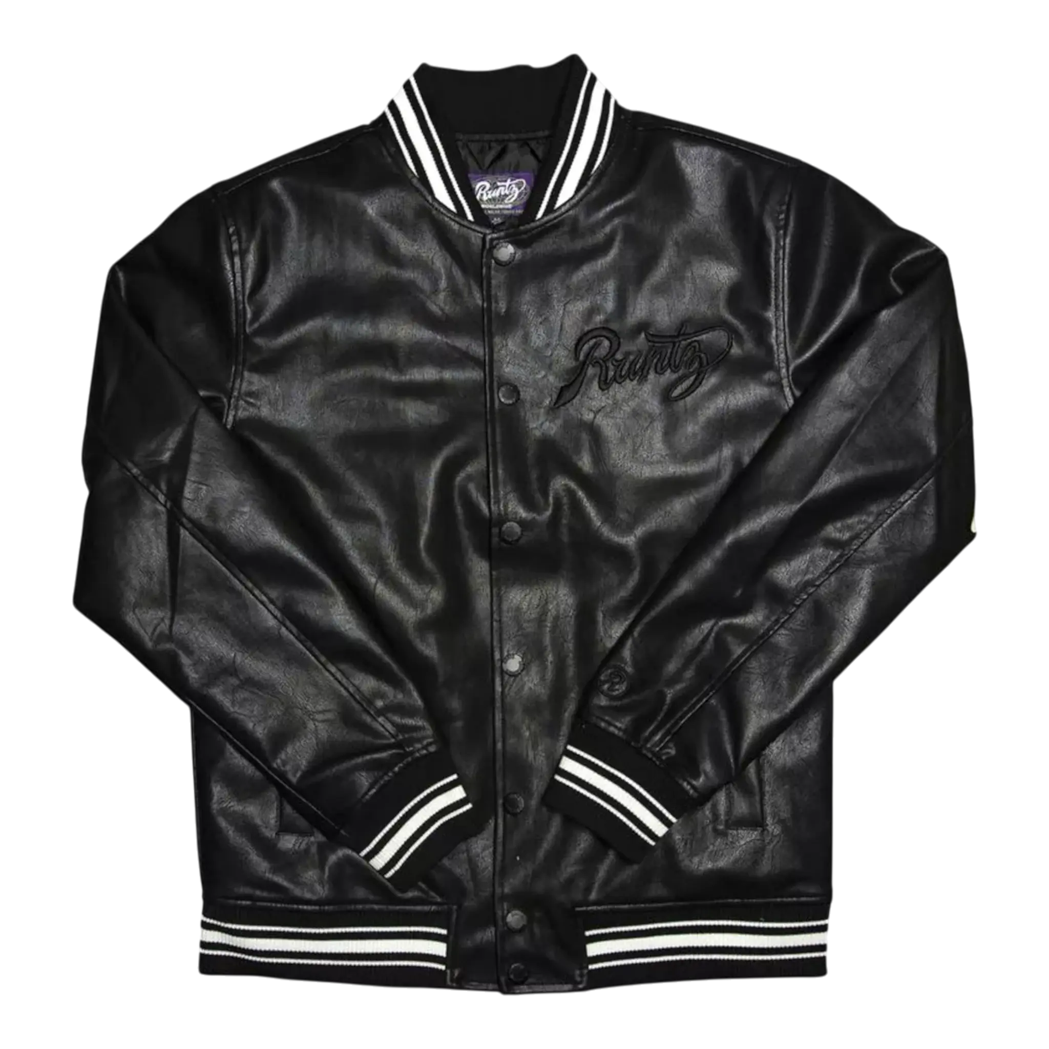 Runtz Scriptz Varsity Jacket Men’s Vegan Leather Outerwear