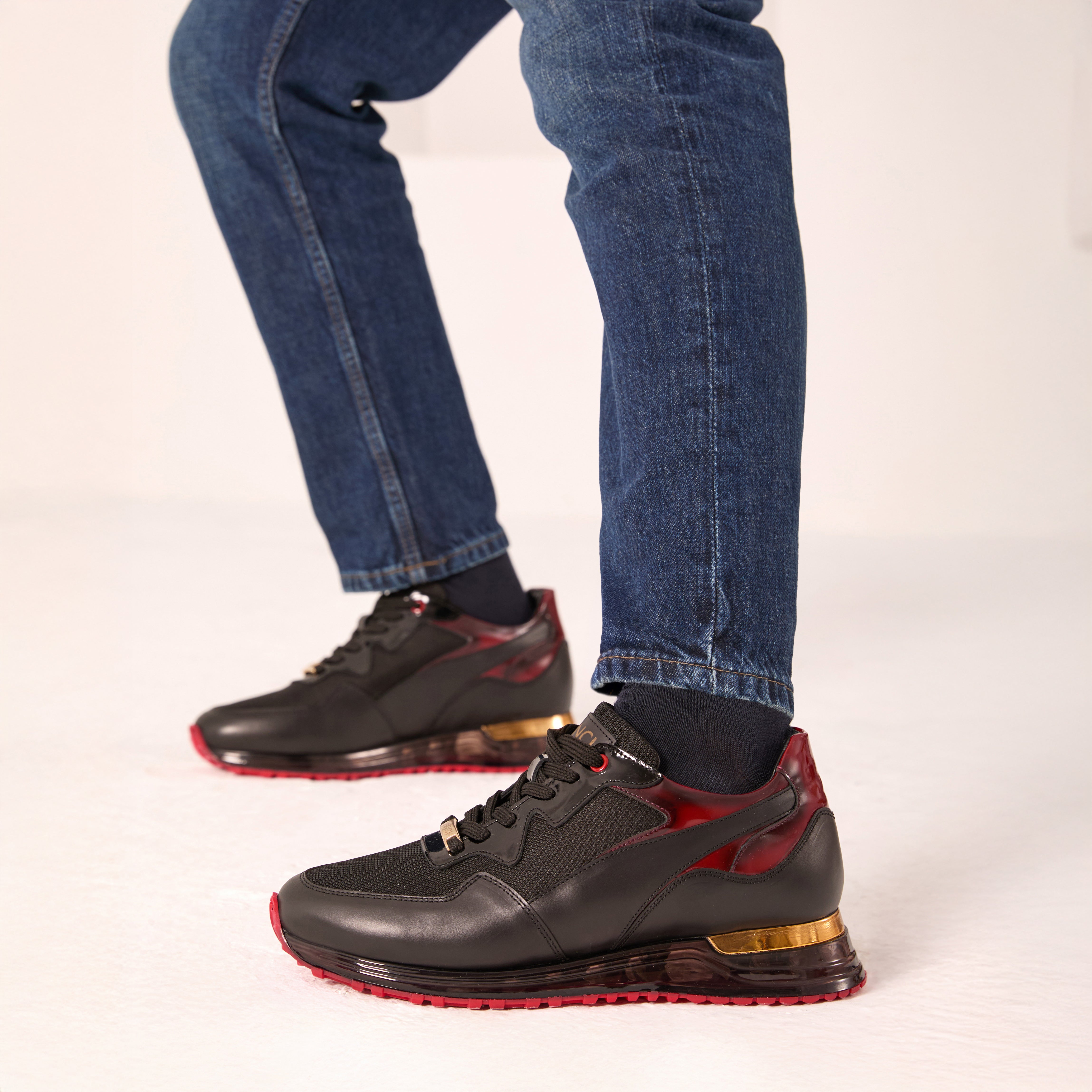 The Rialto Black & Red Patent Leather Men Sneaker