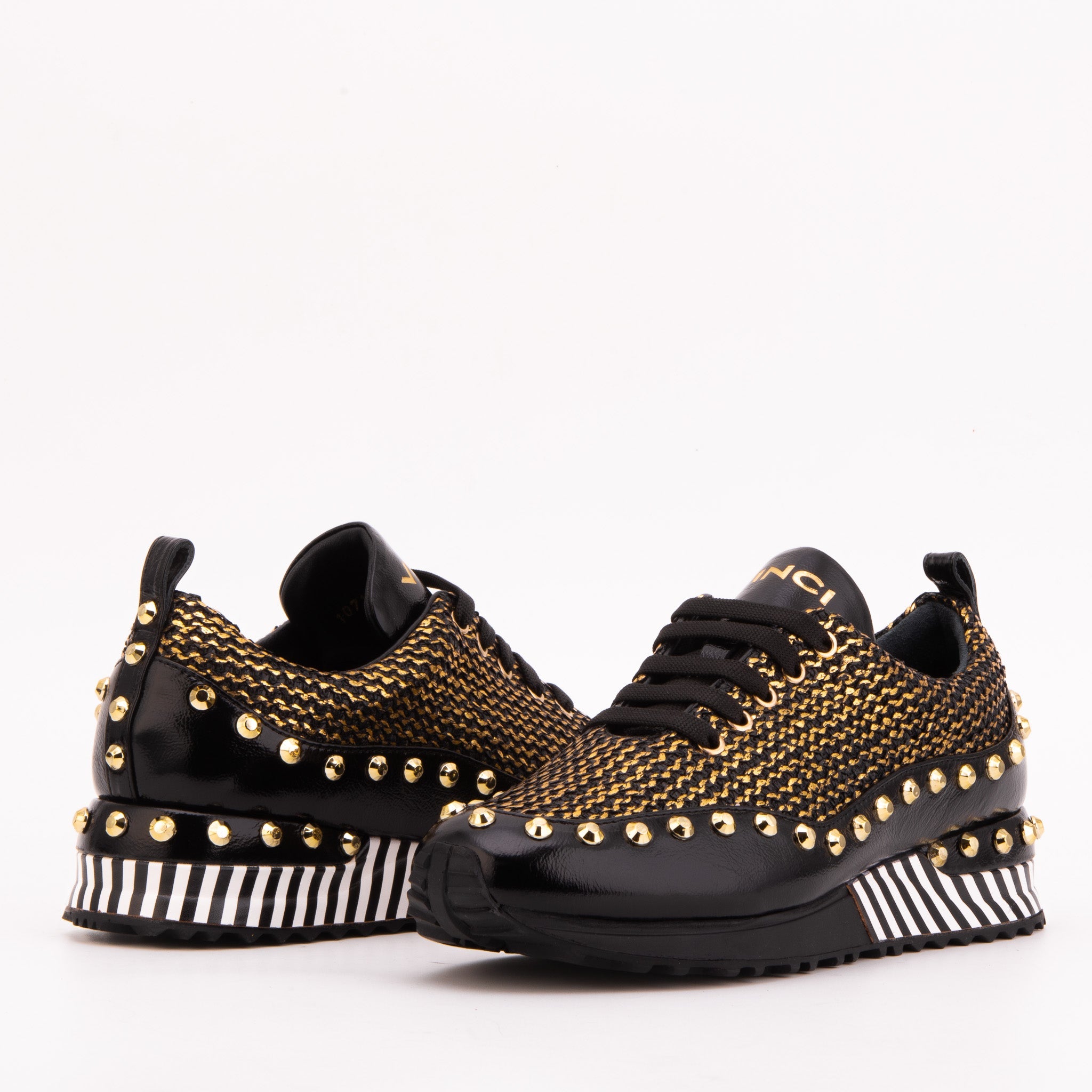 Vinci Leather Shoes The Aurelia Gold Woven Leather Women Sneaker