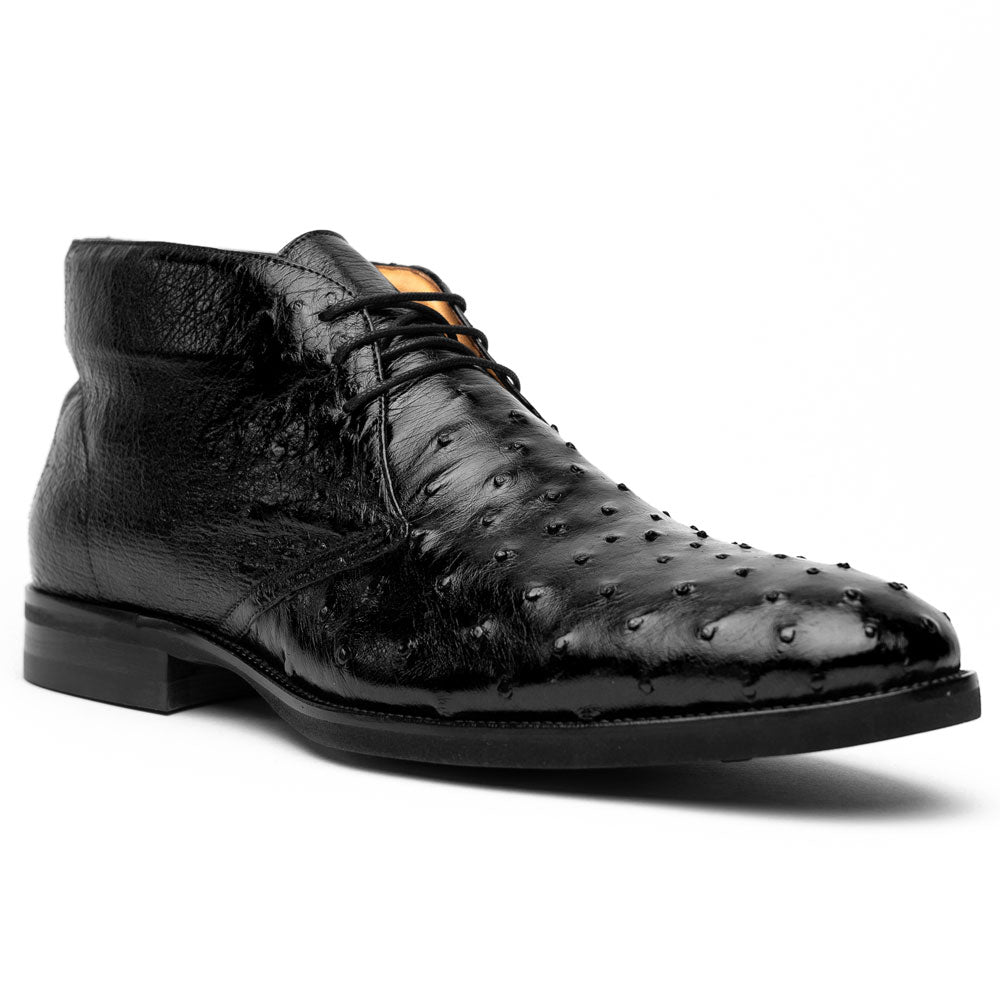 43 - 594 - Blk Marco Ostrich Quill Chukka Boot, Black Sale by Zelli Italia – Don't Panic Shoes