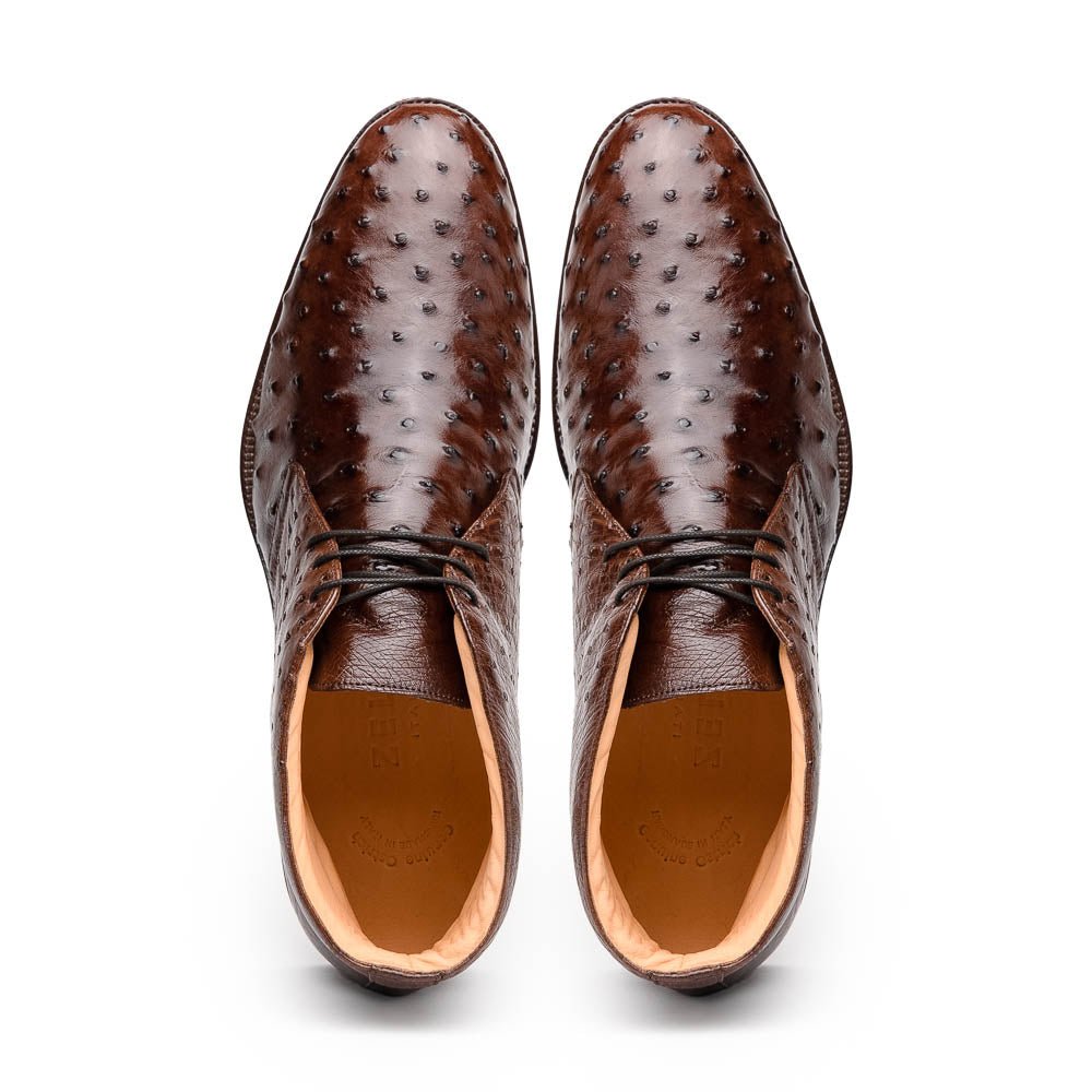 43 - 594 - Brn Marco Ostrich Quill Chukka Boot, Brown Shop by Zelli Italia – Don't Panic Shoes