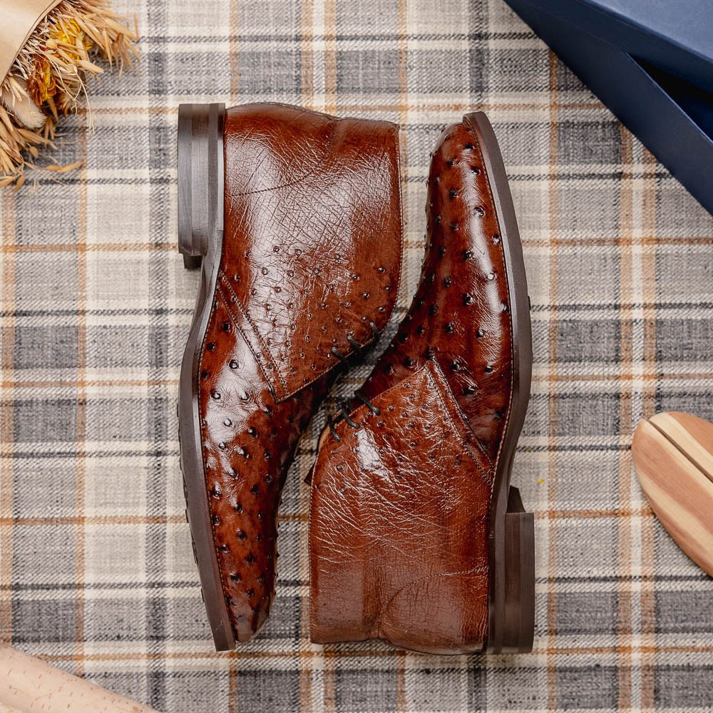 43 - 594 - Brn Marco Ostrich Quill Chukka Boot, Brown Shop by Zelli Italia – Don't Panic Shoes