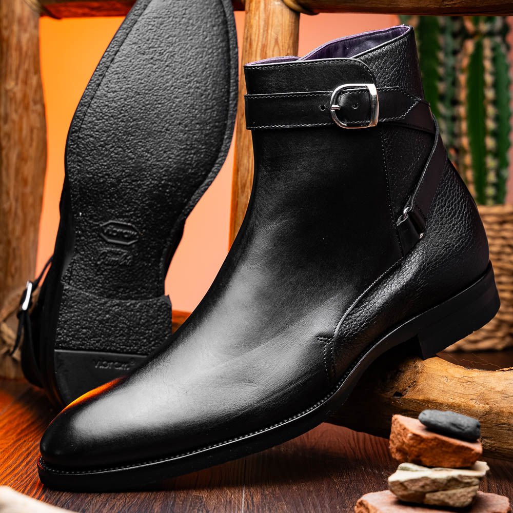 45 - 600 - Blk Jodphur Italian Calfskin Boot, Black by Zelli Italia – Don't Panic Shoes