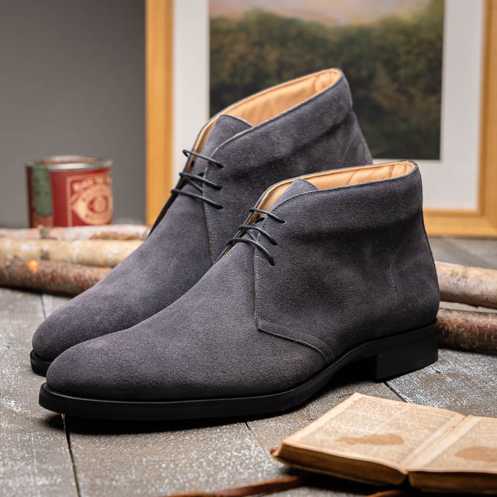 46 - 592 - Gry Marco Suede Calfskin Chukka Boot Grey Sale by Zelli Italia – Don't Panic Shoes