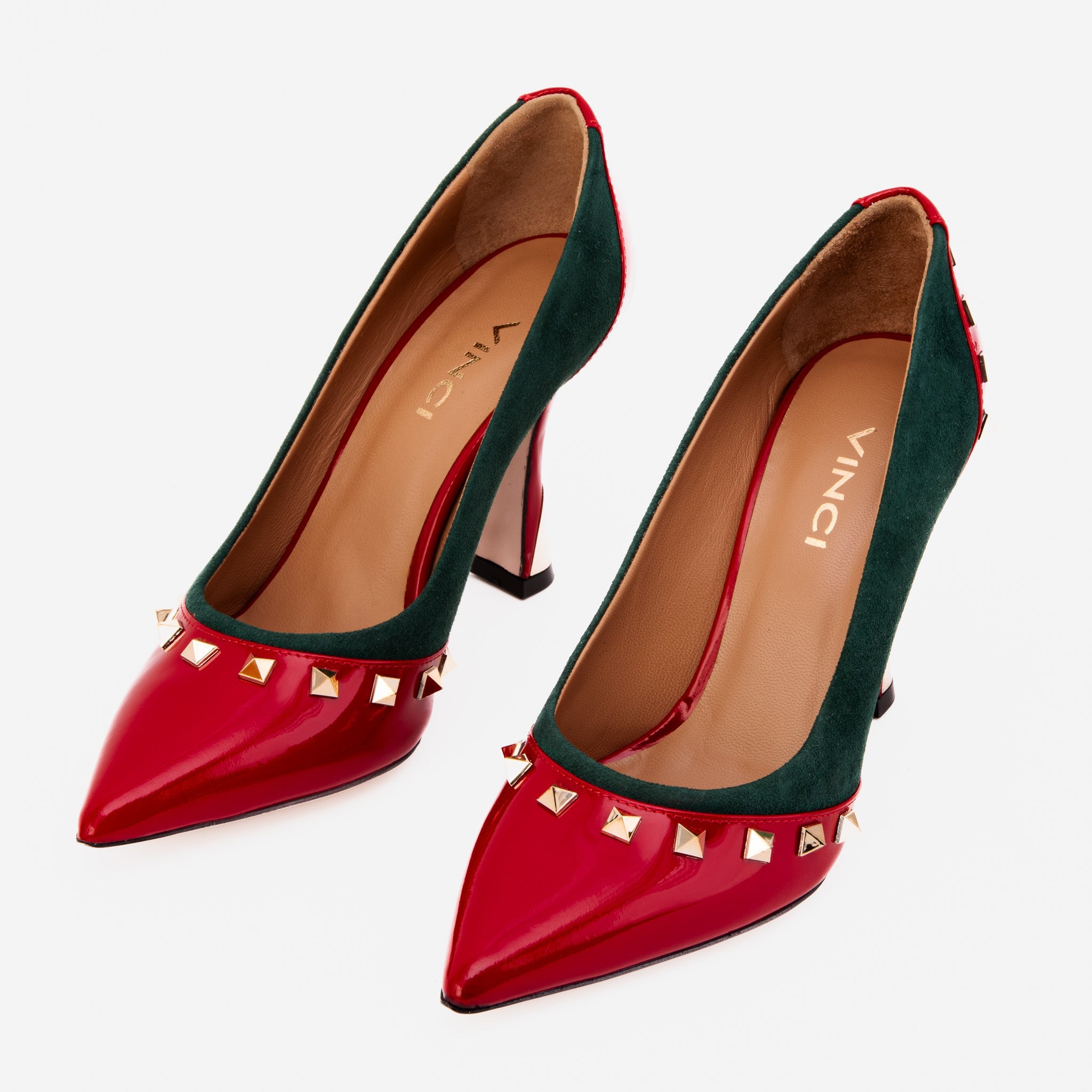 The Bella Vita Studded Red & Green Leather Pump Women Shoe