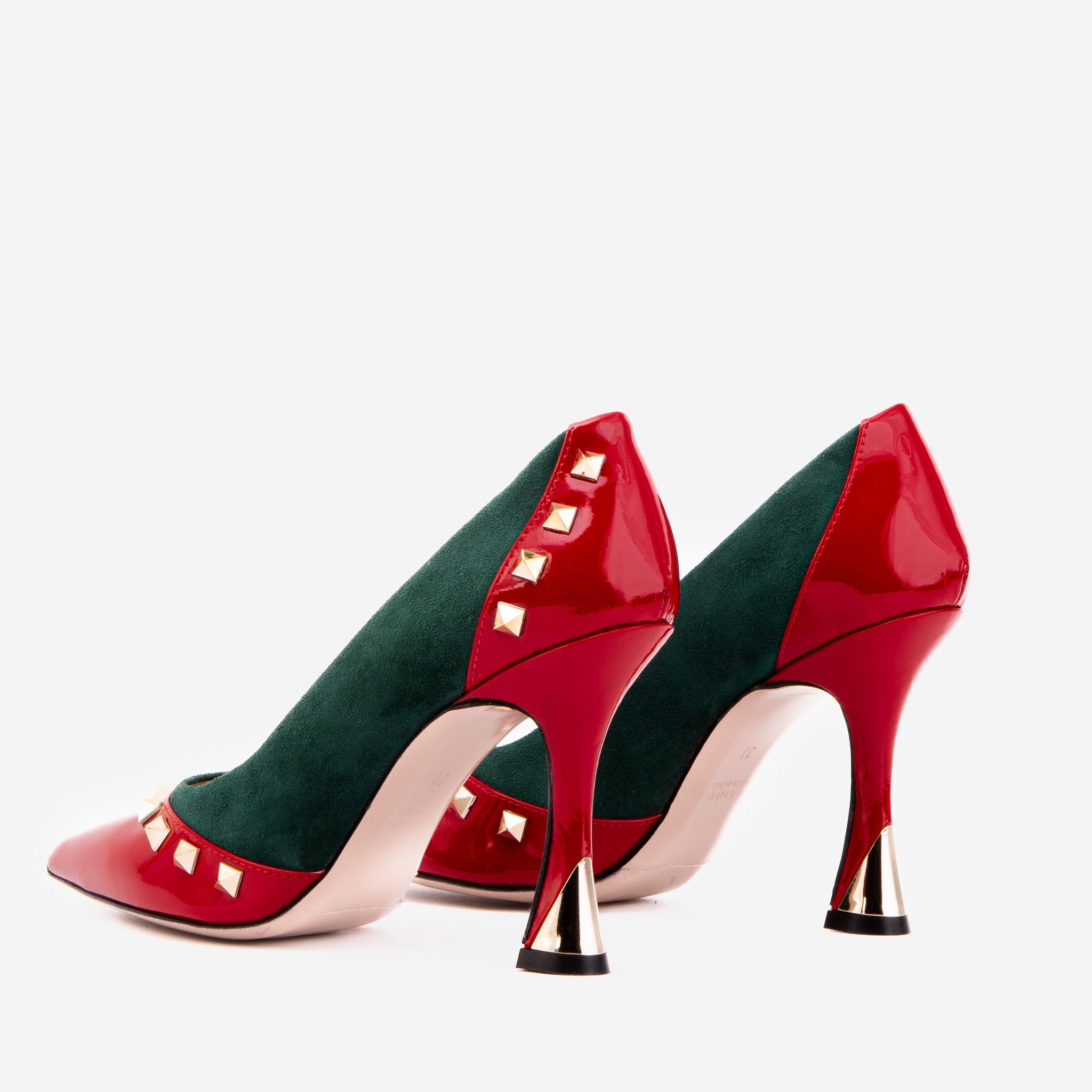 The Bella Vita Studded Red & Green Leather Pump Women Shoe