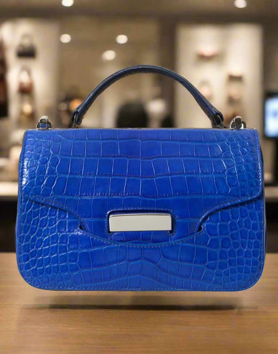 Balenciaga Alligator Leather Mini Shoulder Bag Blue