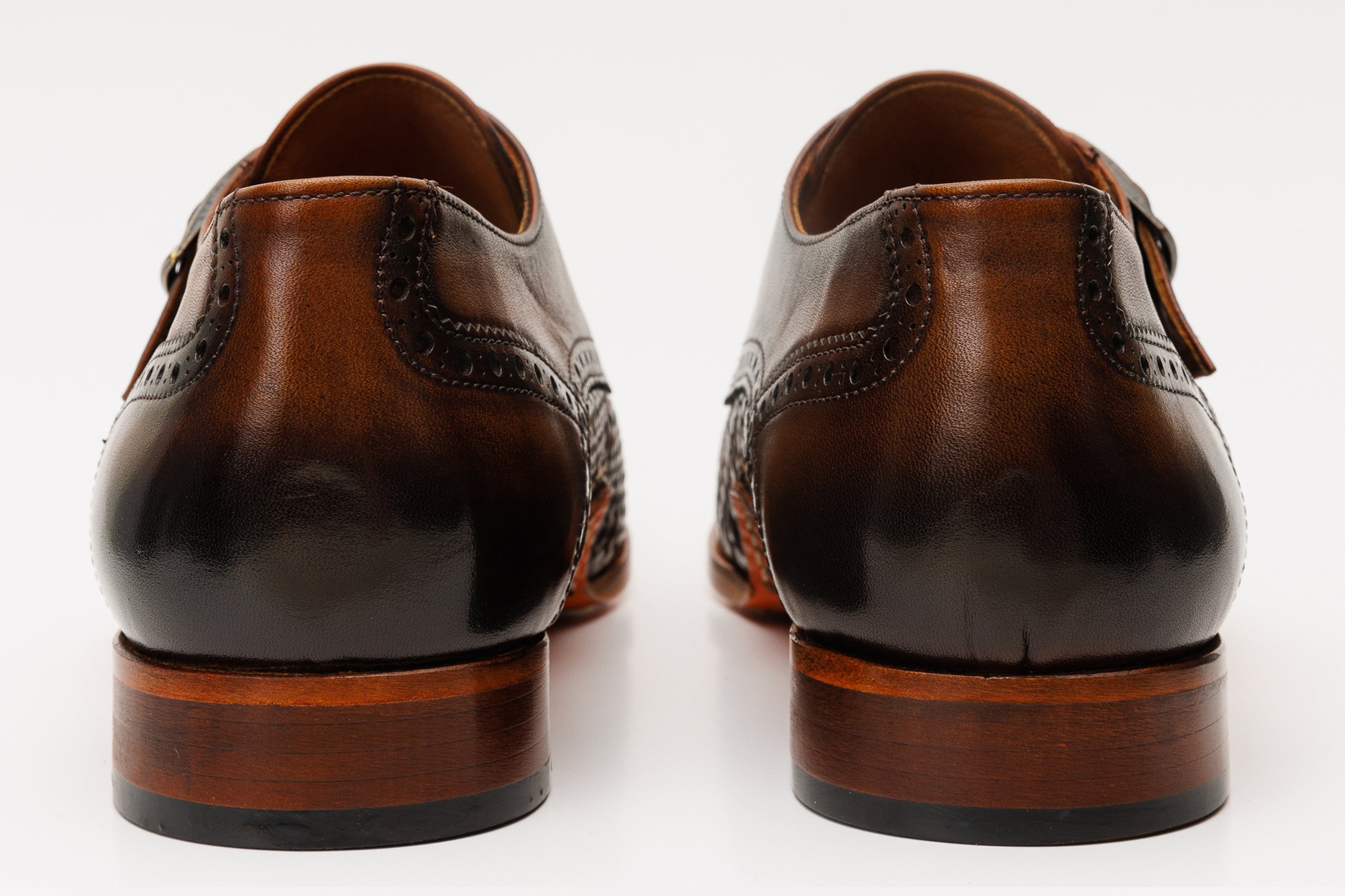 The Rolls Woven Tan Leather Single Monk Strap Handmade Men Shoe