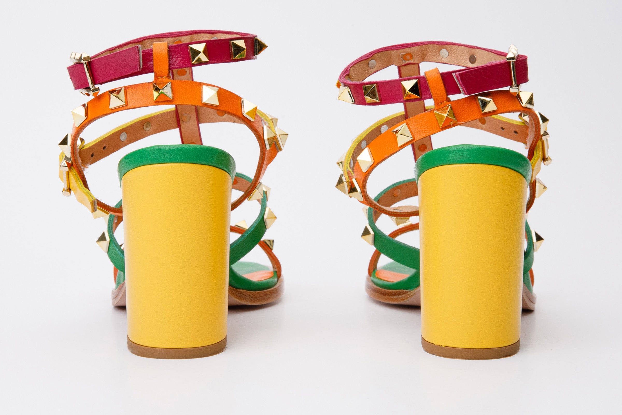 The Nejapa Block Heel Multicolor Leather Women Sandal