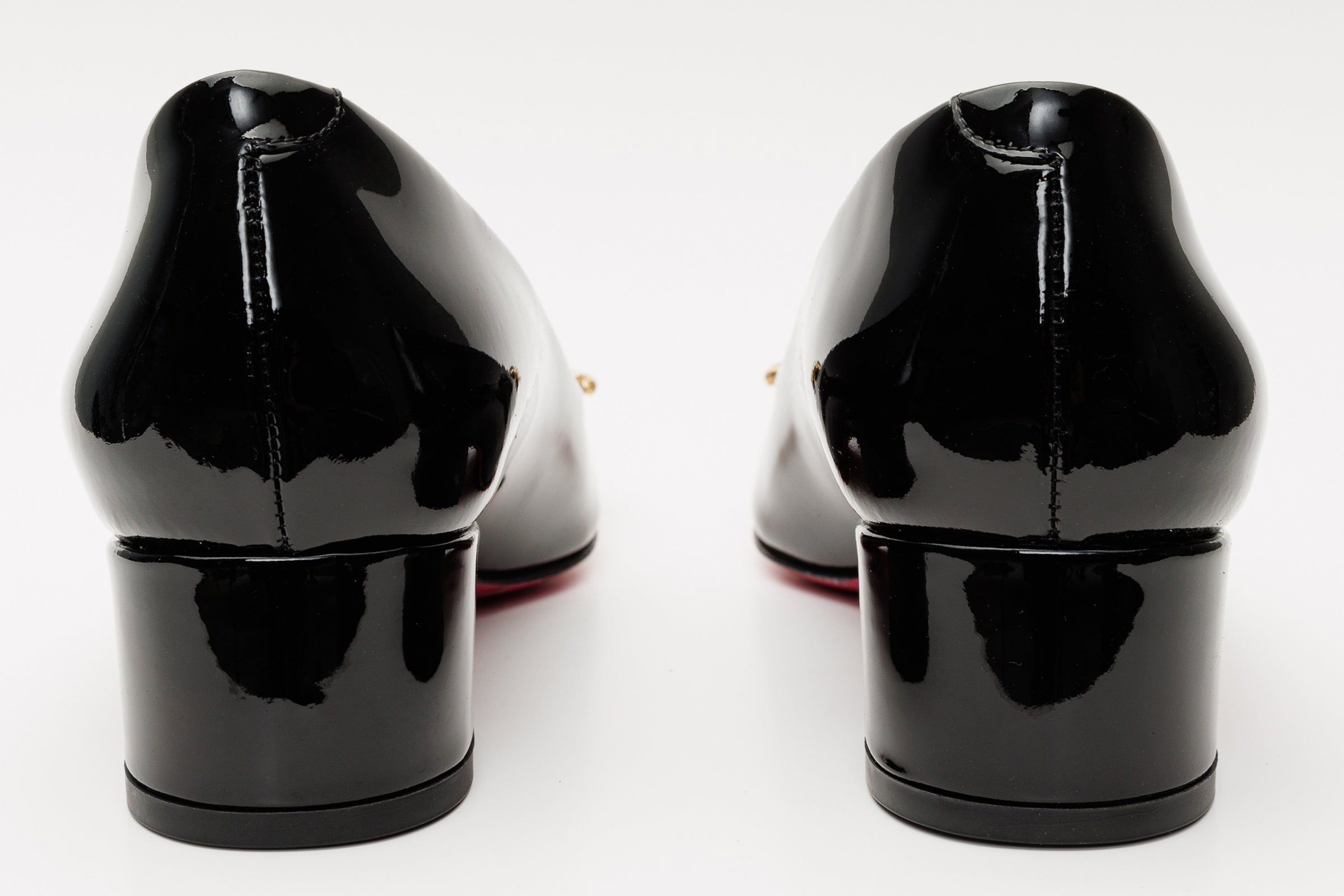 The Foggia Black Leather Block Heel Pump Women Shoe