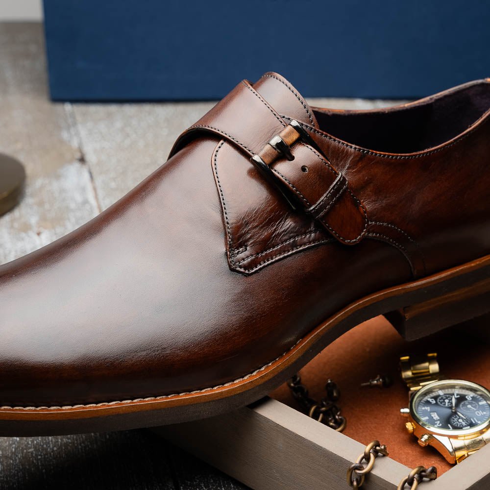 55 - 605 - Cst Roman Italian Calfskin Monkstrap Chestnut Shop by Zelli Italia – Don't Panic Shoes