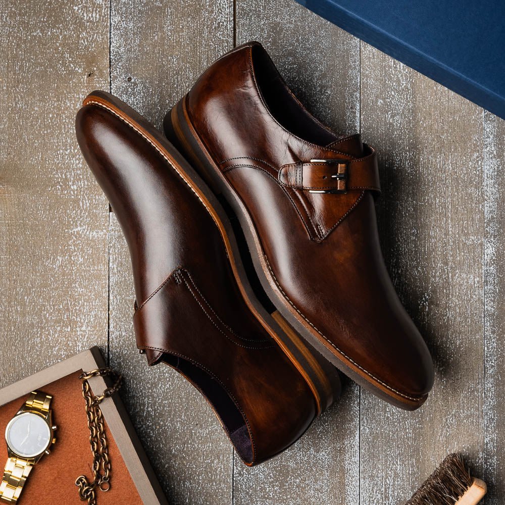 55 - 605 - Cst Roman Italian Calfskin Monkstrap Chestnut Shop by Zelli Italia – Don't Panic Shoes