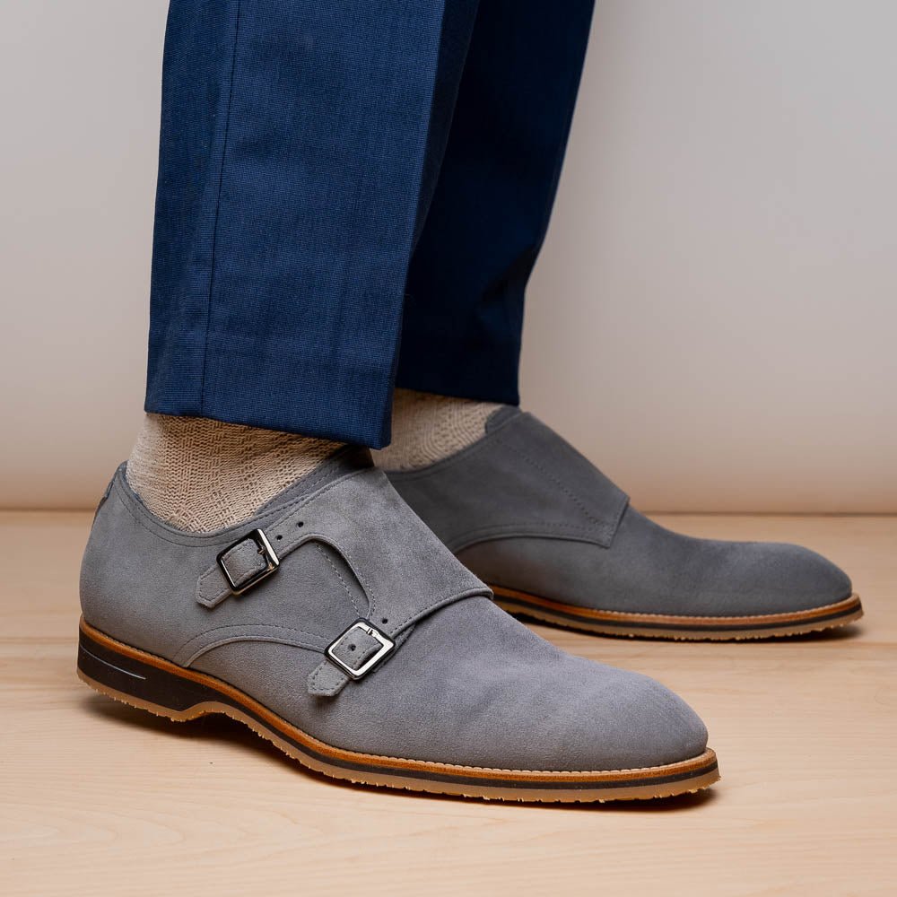 56 - 105 - Gry Legerra Sueded Goatskin Monkstrap Grey Shop by Zelli Italia – Don't Panic Shoes