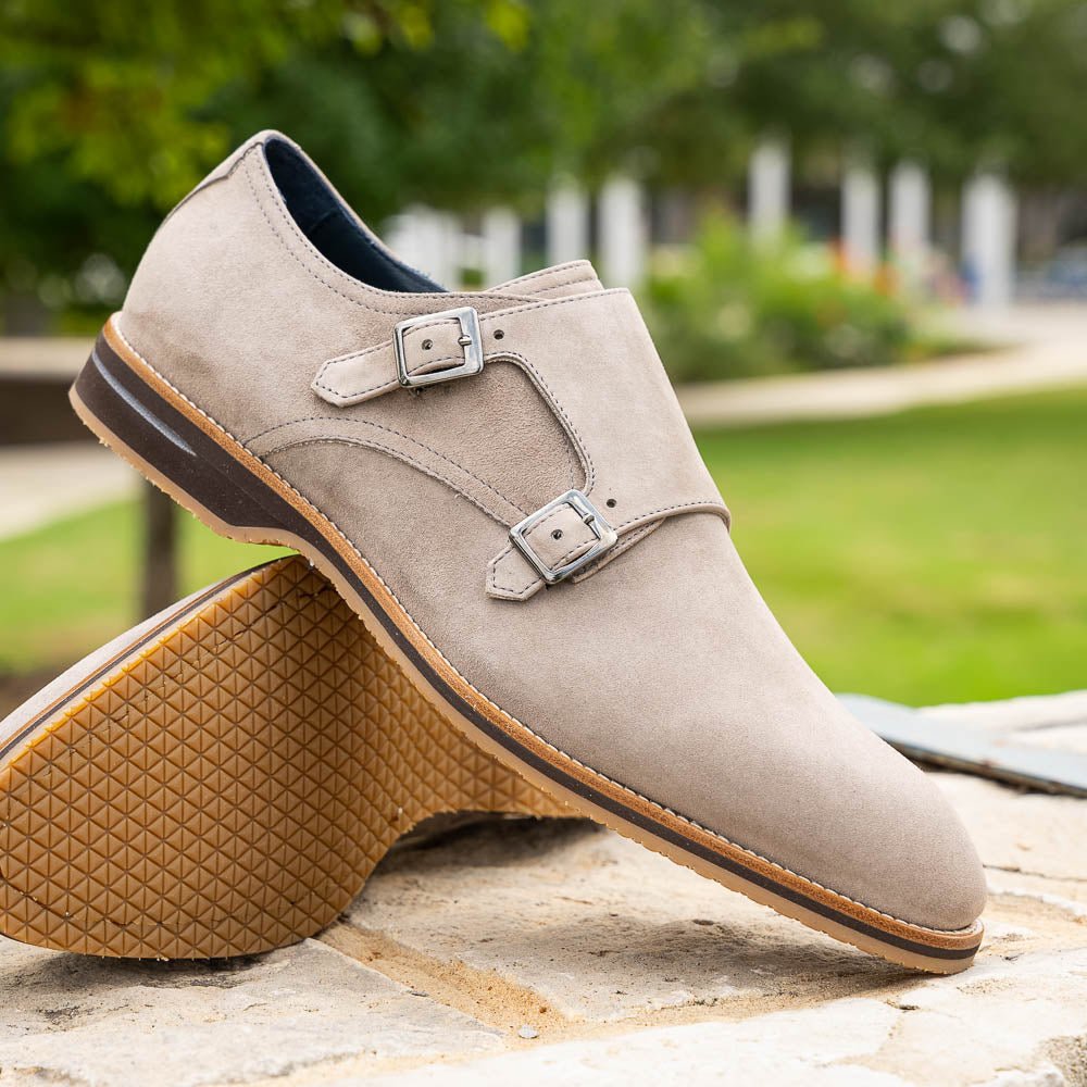 56 - 105 - Snd Legerra Sueded Goatskin Monkstrap, Sand Sale by Zelli Italia – Don't Panic Shoes