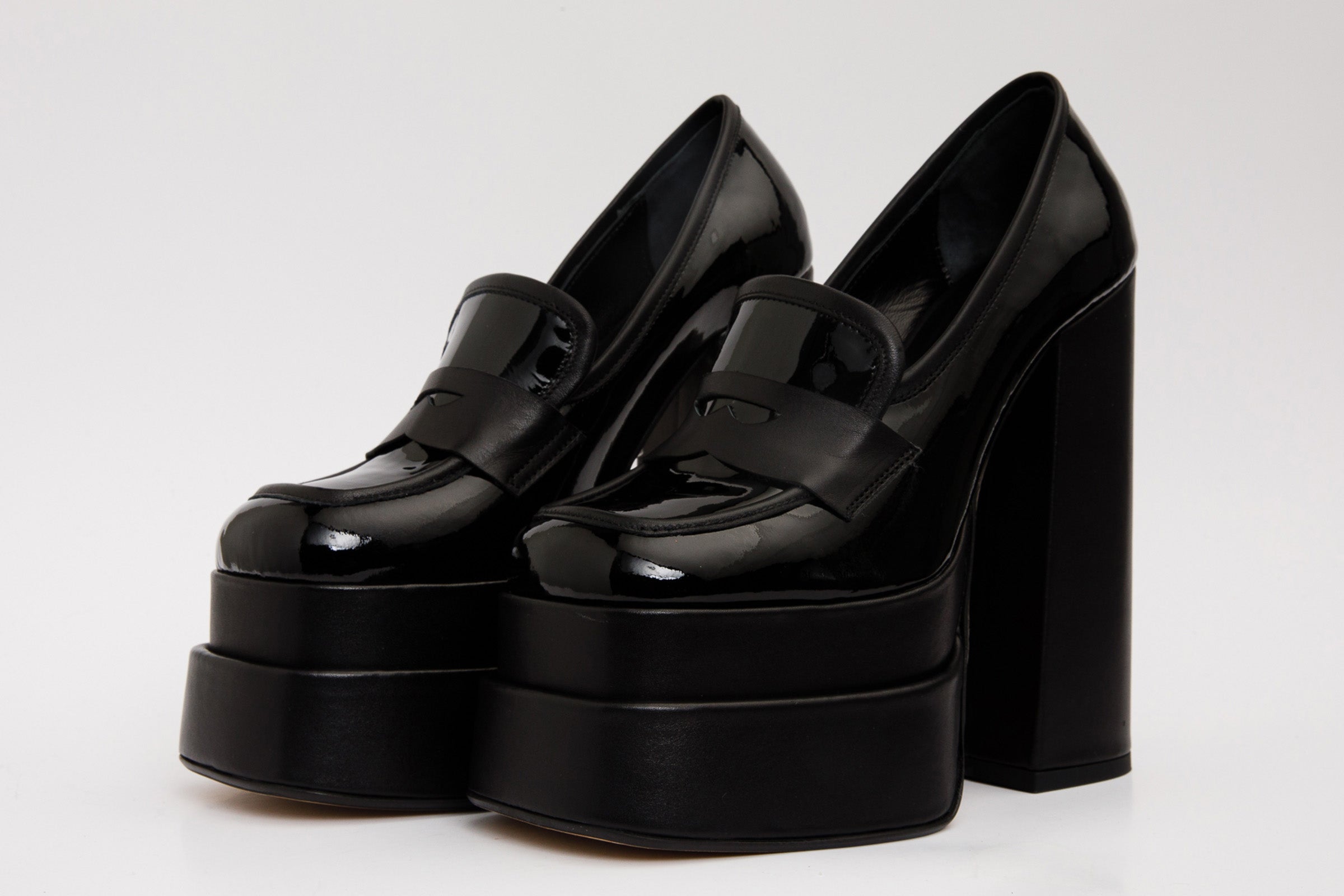 The Latino Black Leather Platform Heel Pump Women Shoe Final Sale!