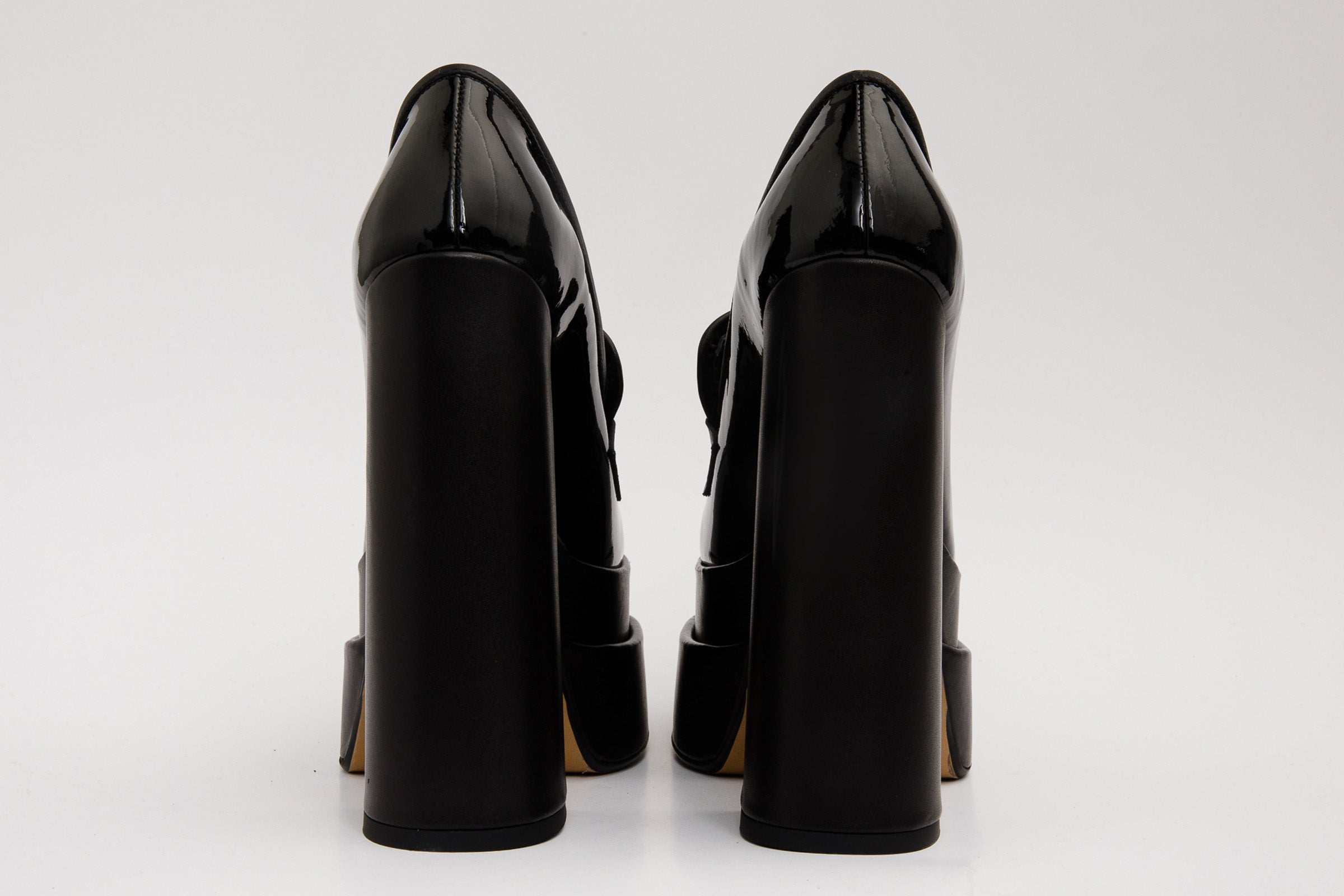 The Latino Black Leather Platform Heel Pump Women Shoe Final Sale!