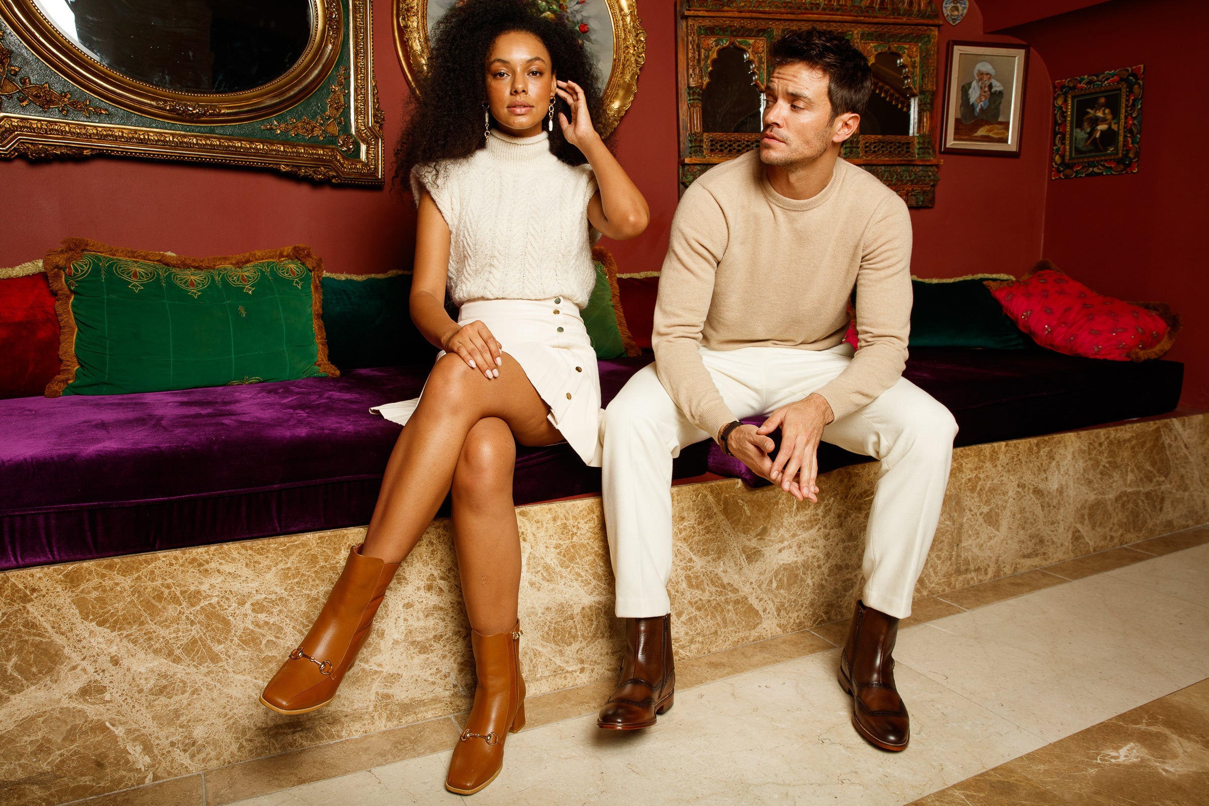 The Bukres Tan Leather Block Heel Mid Calf Women Boot