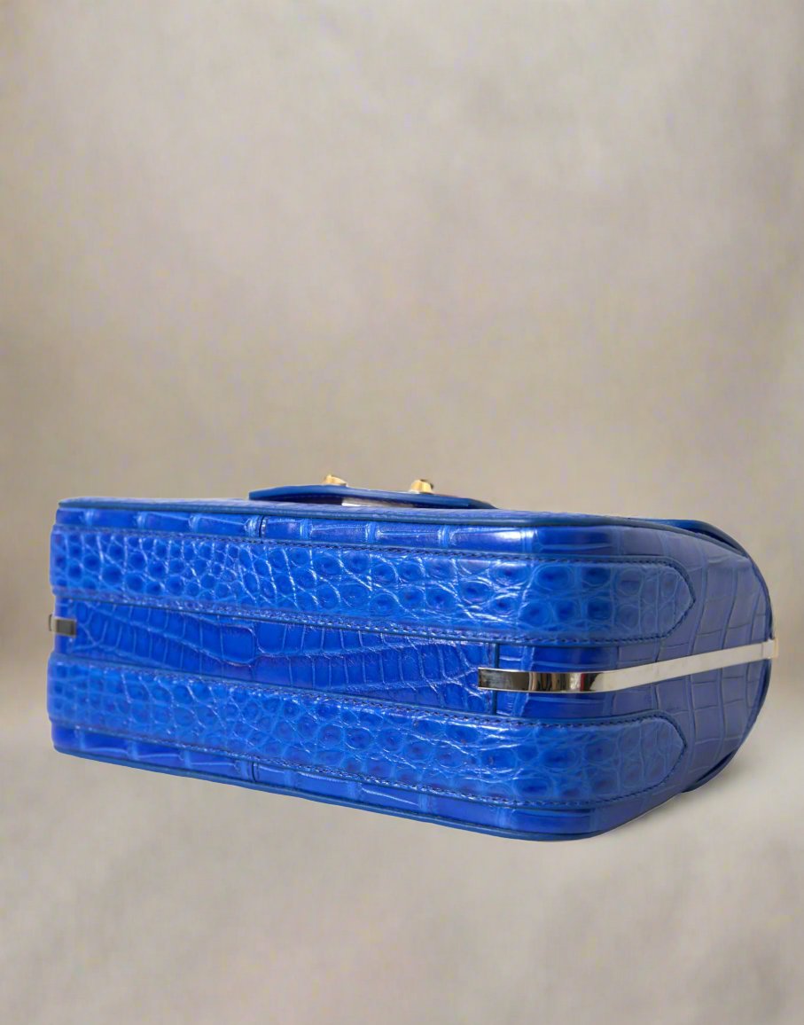 Balenciaga Alligator Leather Mini Shoulder Bag Blue